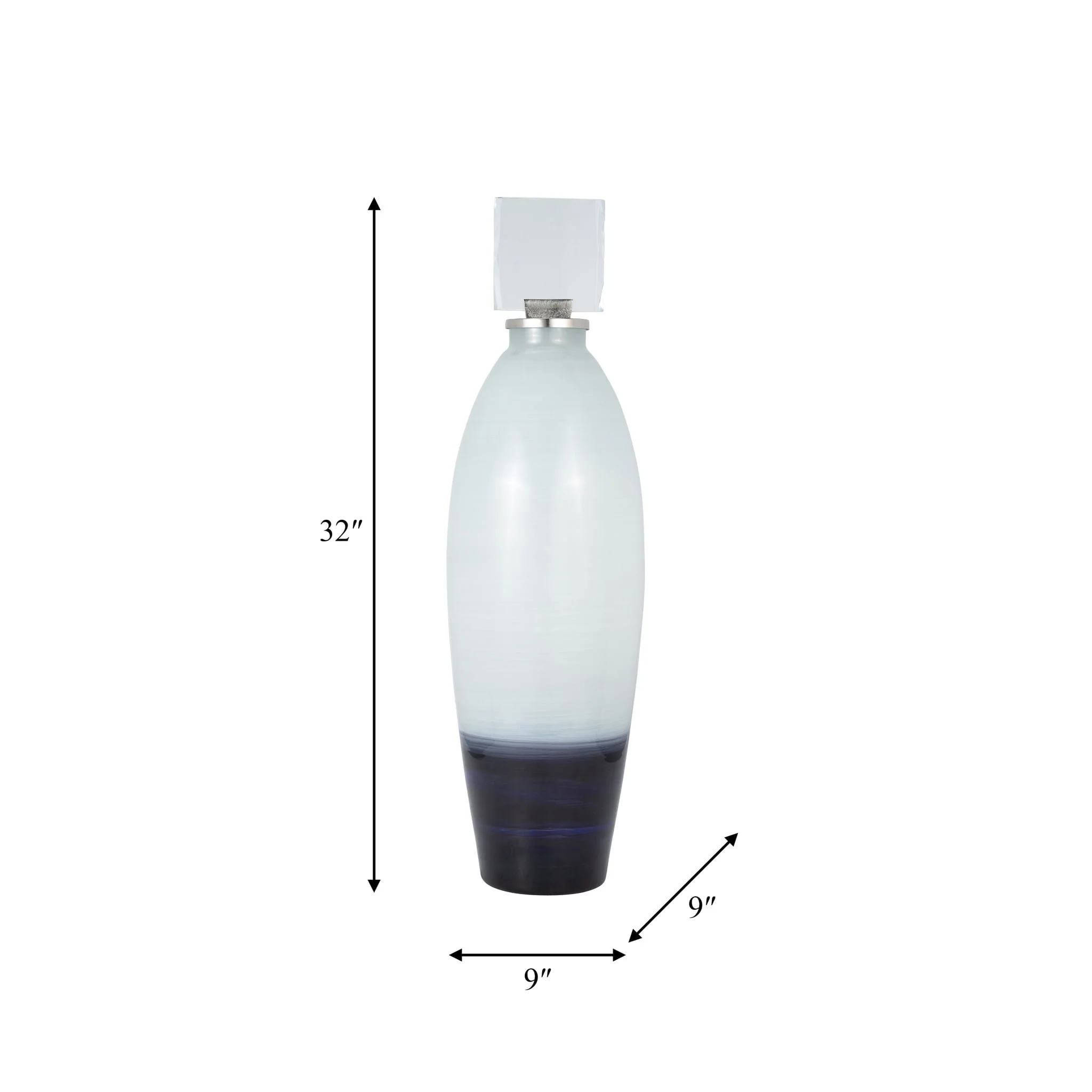 Glass, 32" Vase Acrylic Detail, 2-tone White - Image 8