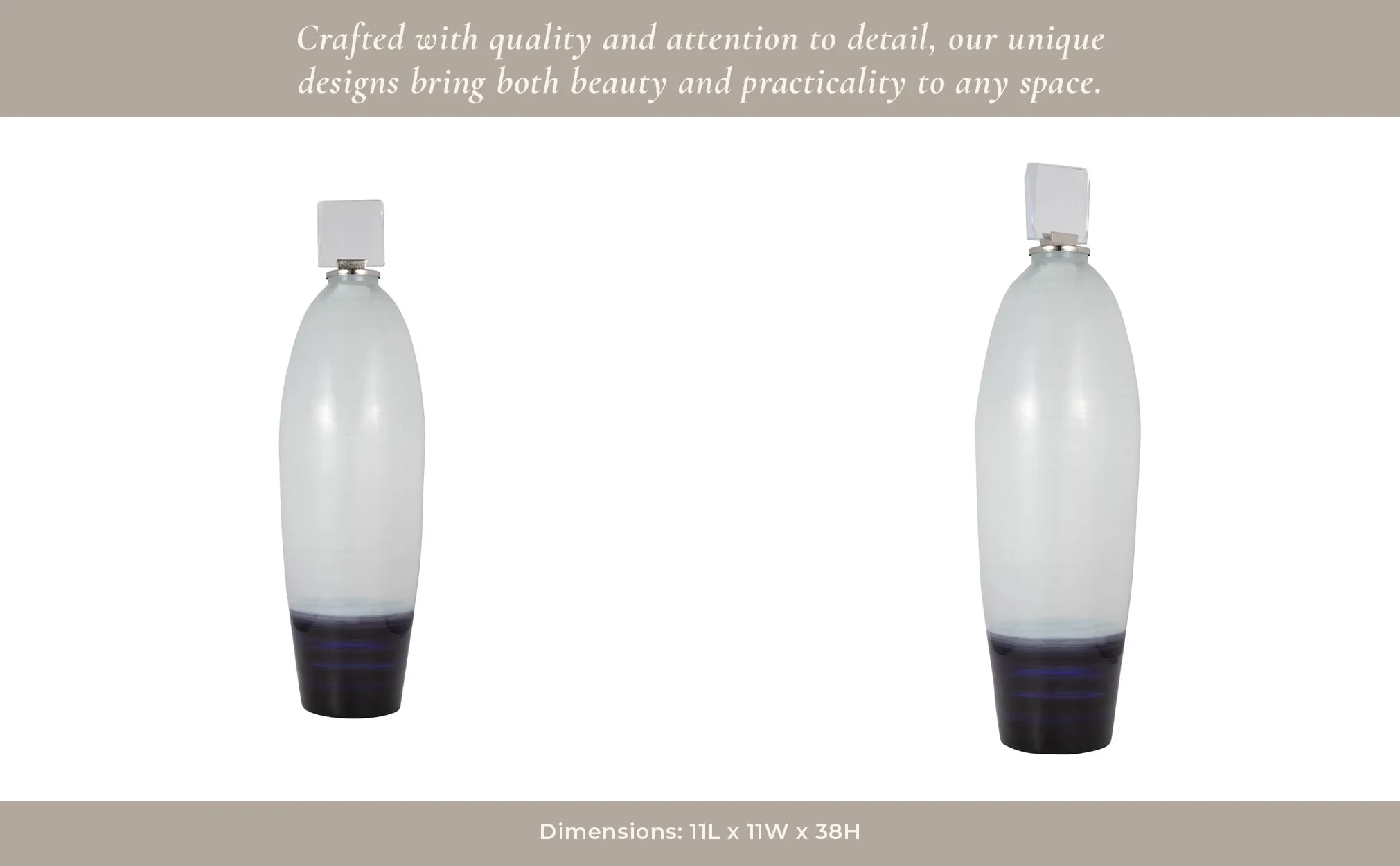 Glass, 38" Vase Acrylic Detail, 2-tone White - Image 10