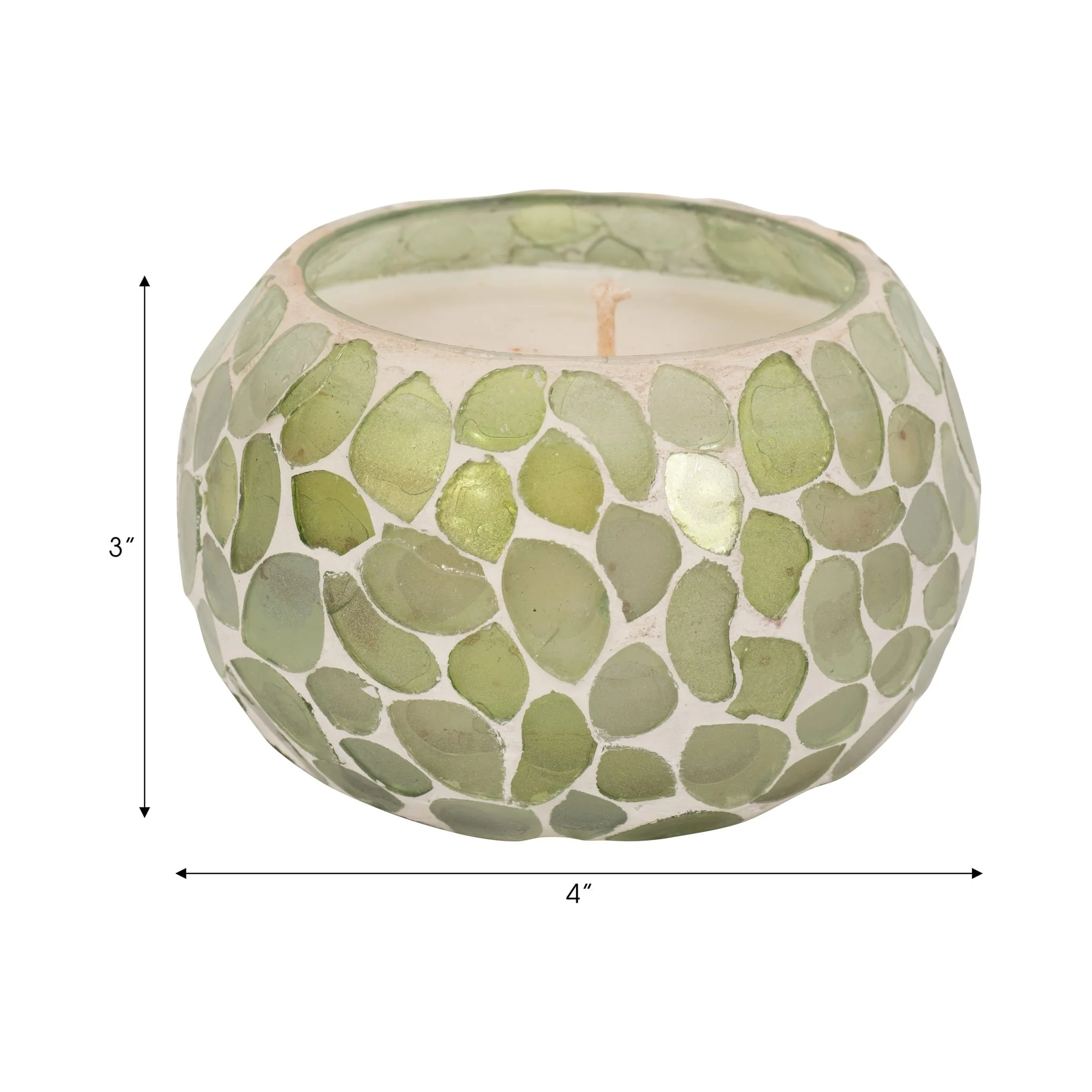 Glass, 4" 10 Oz Mosaic Scented Candle, Light Green - Image 9