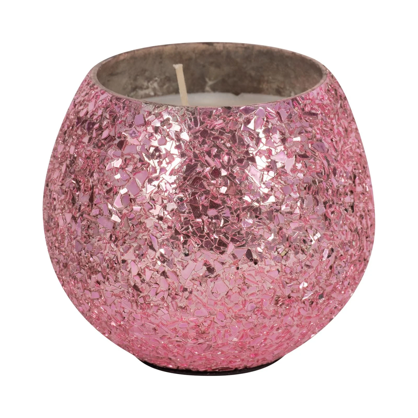 Glass, 4" 11 Oz Crackled Scented Candle, Pink - Image 3