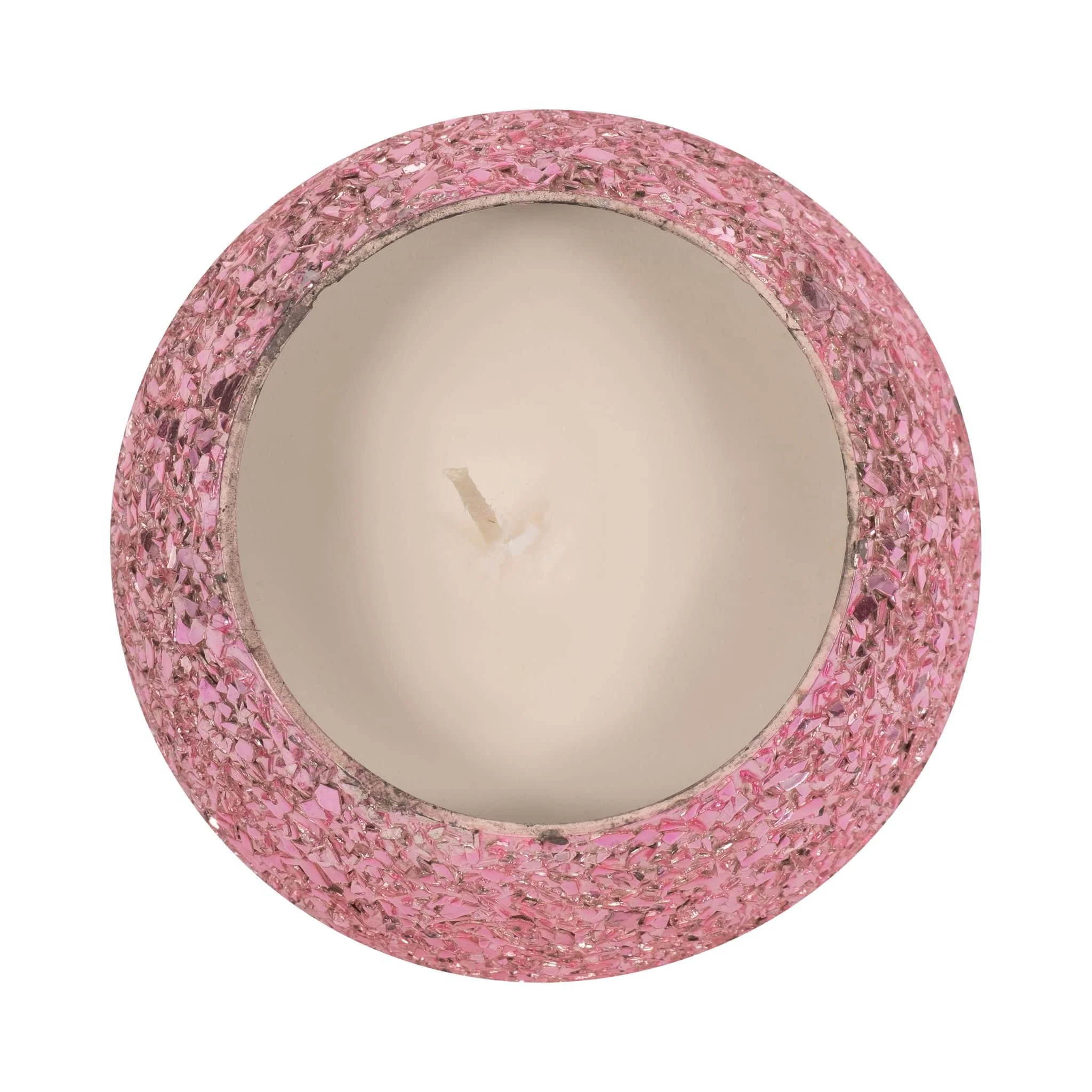 Glass, 4" 11 Oz Crackled Scented Candle, Pink - Image 6