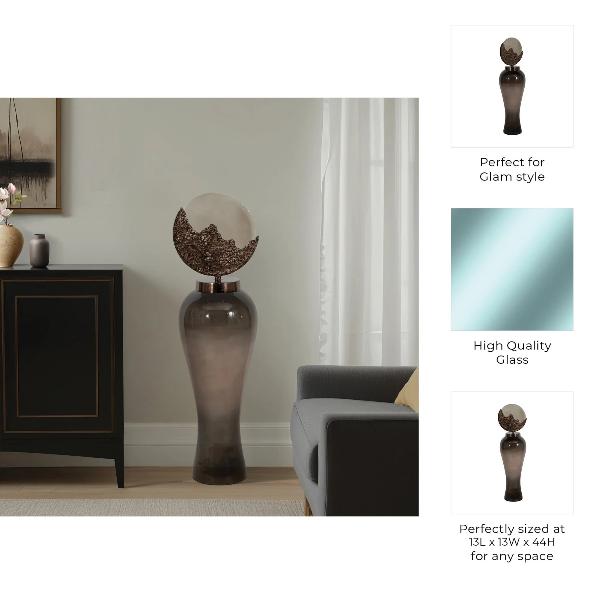 Glass, 44" Mid-century Floor Vase, Multi, Kd - Image 8