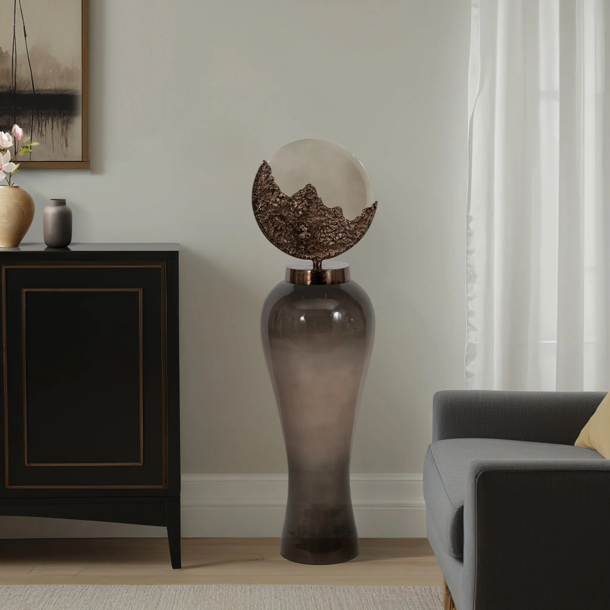 Glass, 44" Mid-century Floor Vase, Multi, Kd - Image 9
