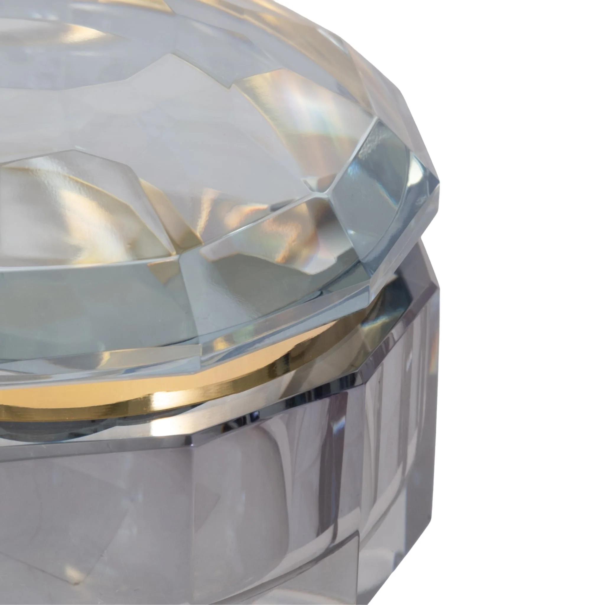 Glass, 4"d Trinket Box, Blue - Image 5
