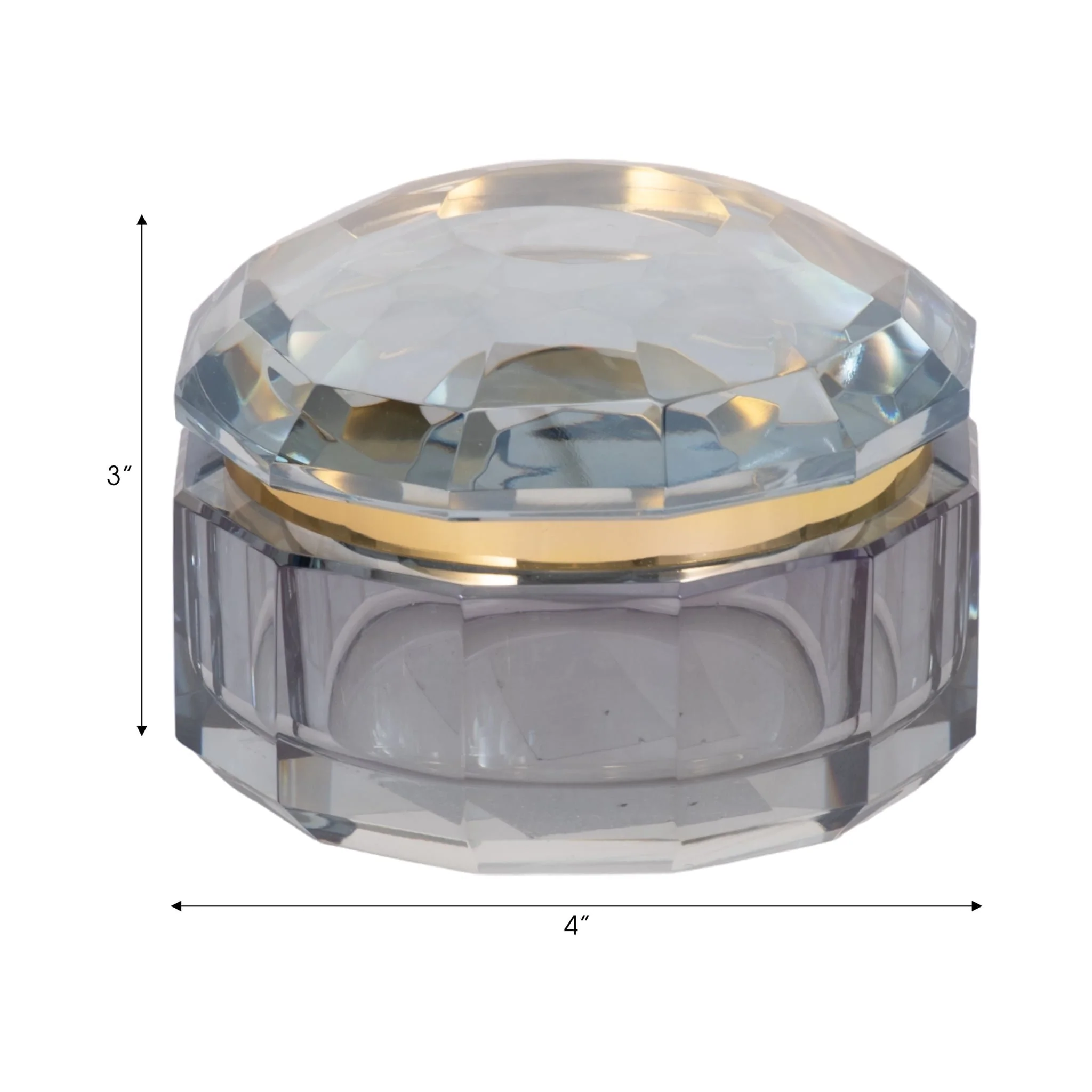 Glass, 4"d Trinket Box, Blue - Image 8
