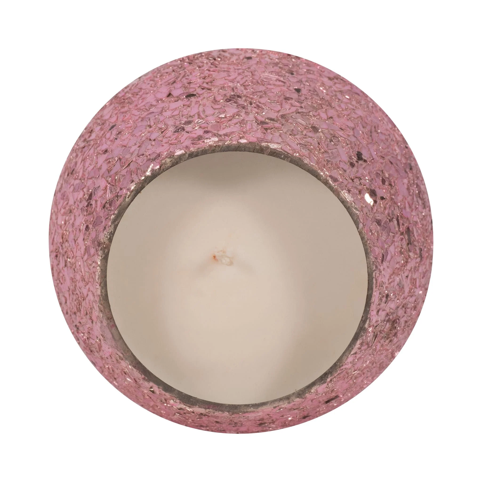 Glass, 5" 17 Oz Crackled Scented Candle, Pink - Image 6