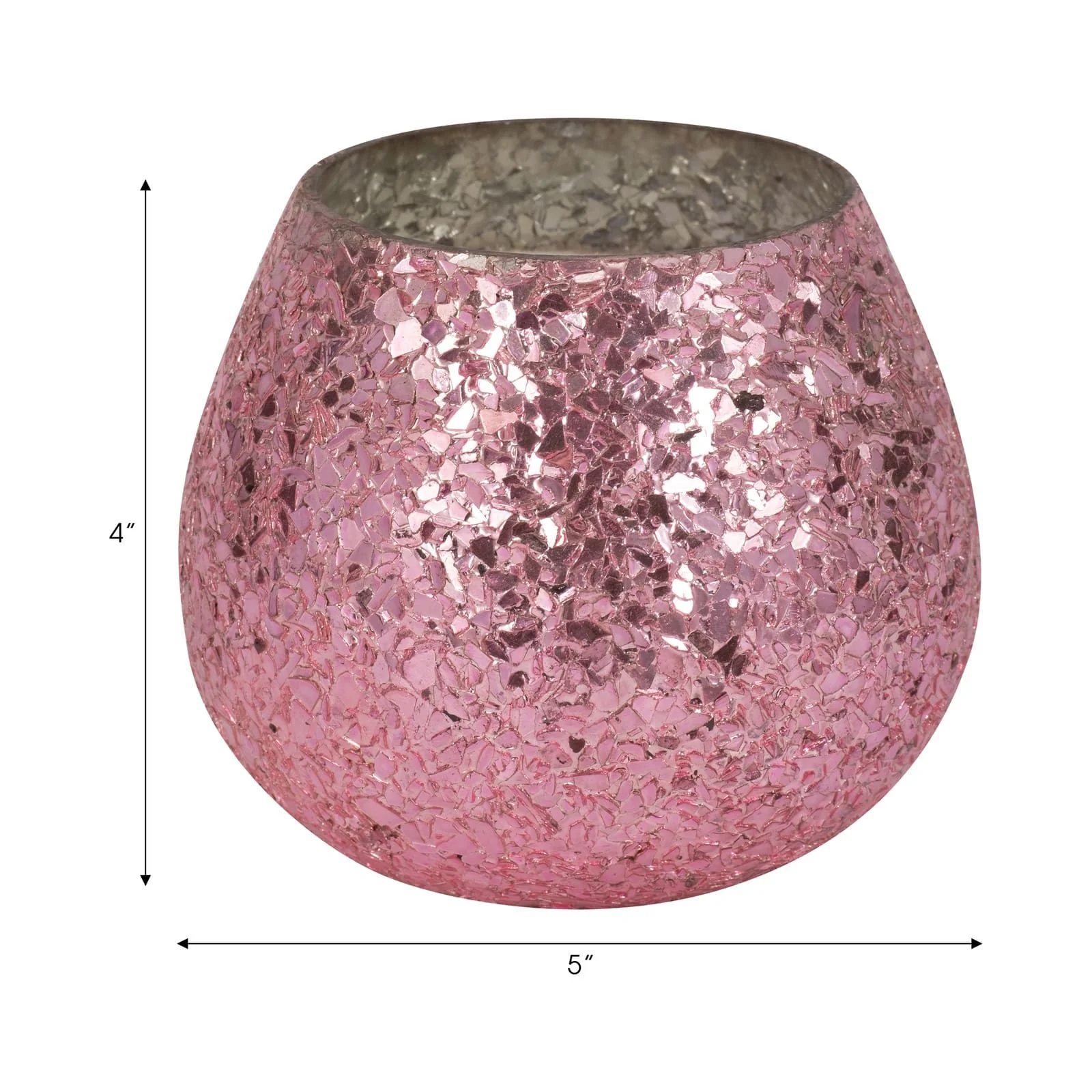 Glass, 5" 17 Oz Crackled Scented Candle, Pink - Image 9