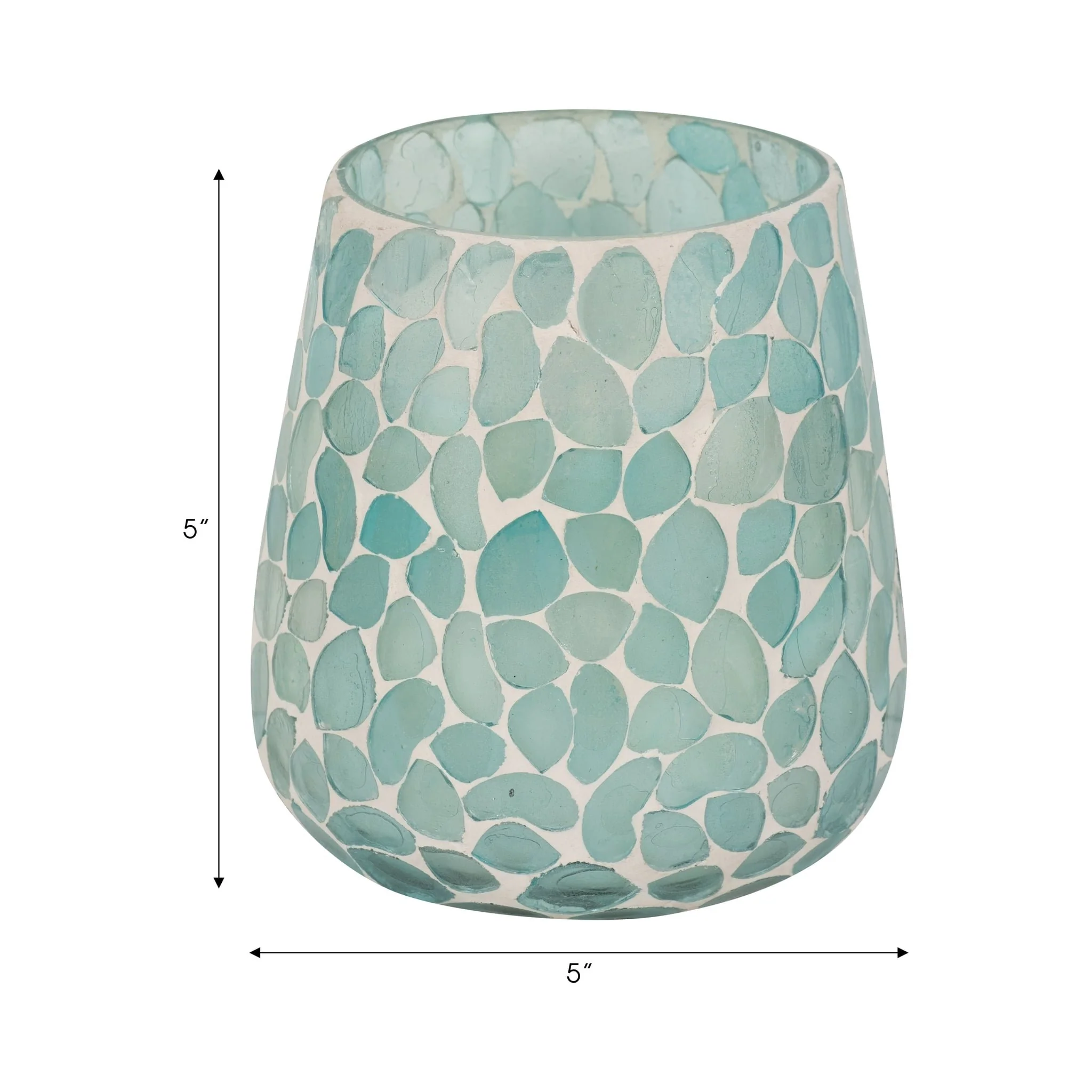 Glass, 5" 18 Oz Mosaic Scented Candle, Light Blue - Image 9