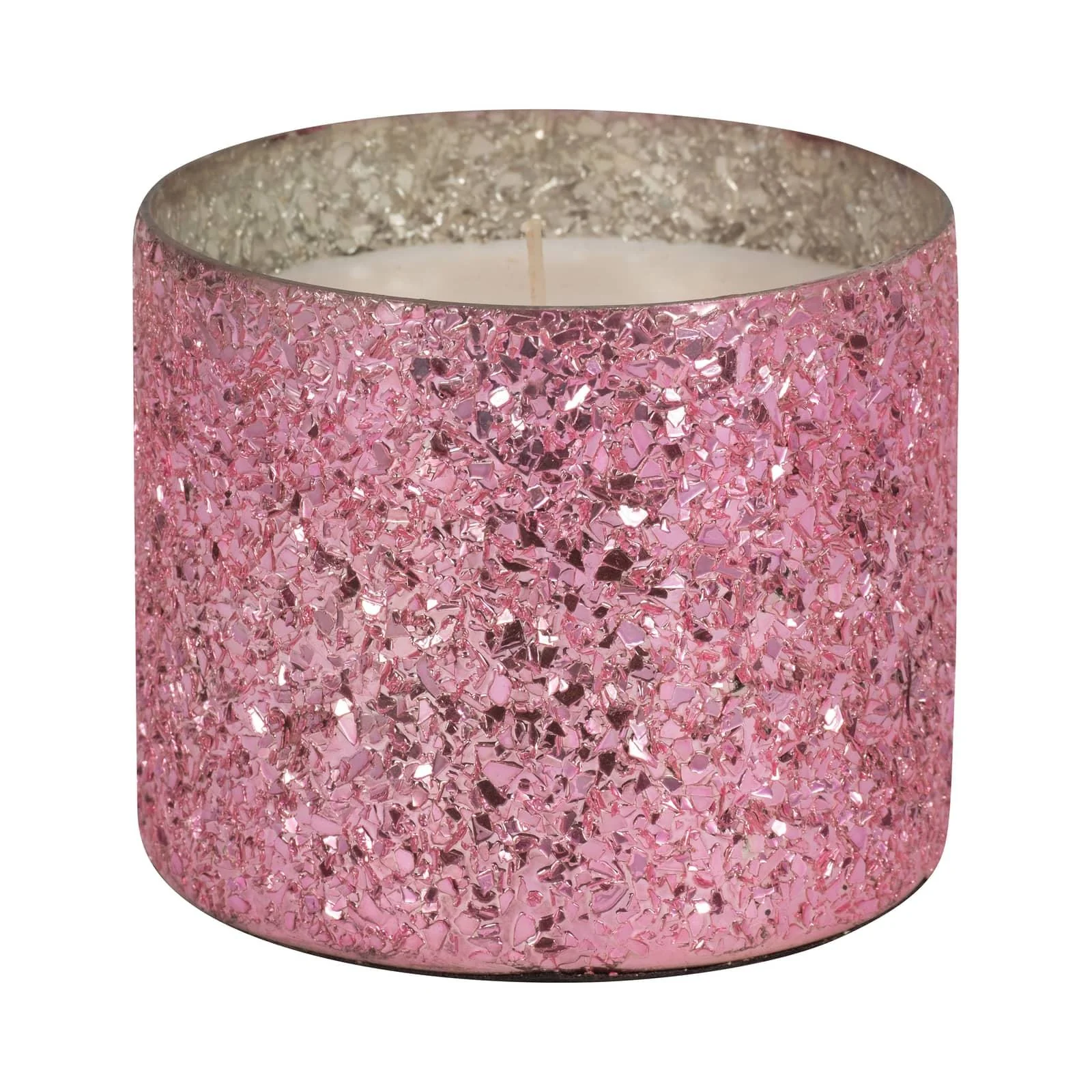 Glass, 5" 26 Oz Crackled Scented Candle, Pink - Image 3