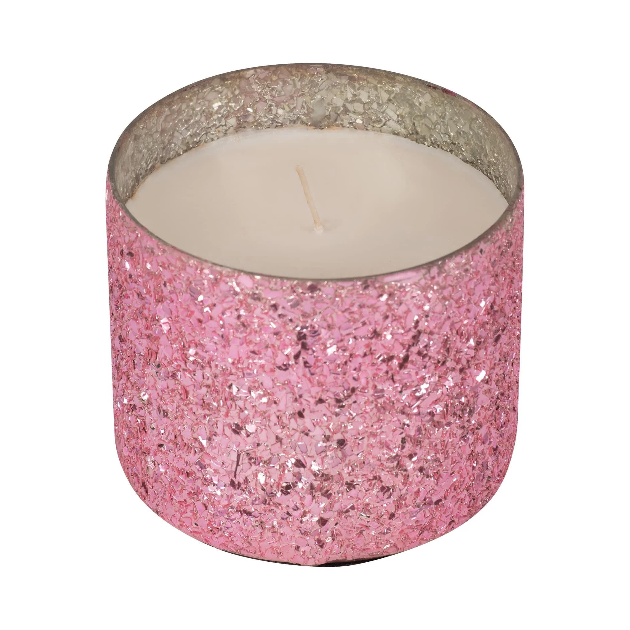 Glass, 5" 26 Oz Crackled Scented Candle, Pink - Image 4
