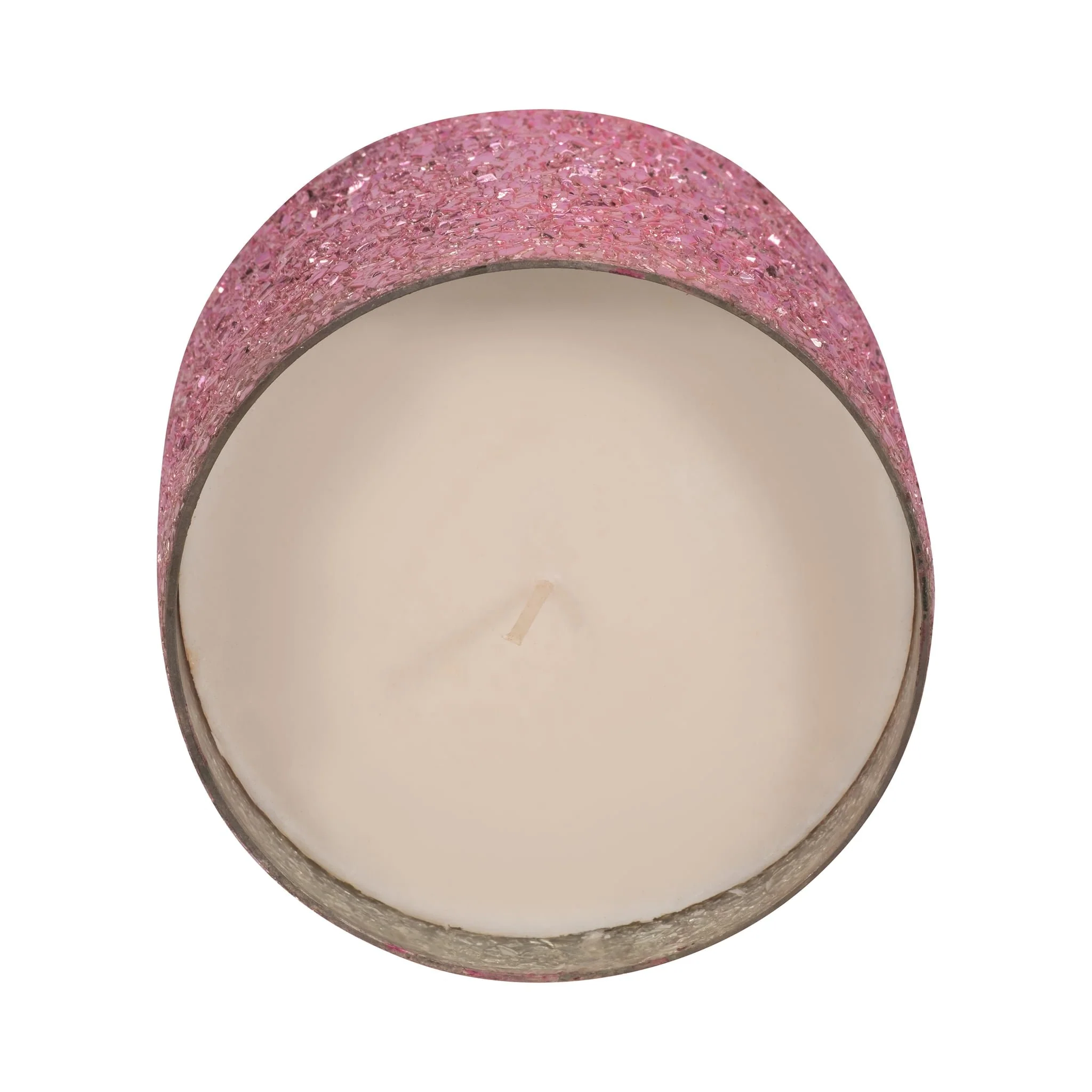 Glass, 5" 26 Oz Crackled Scented Candle, Pink - Image 6