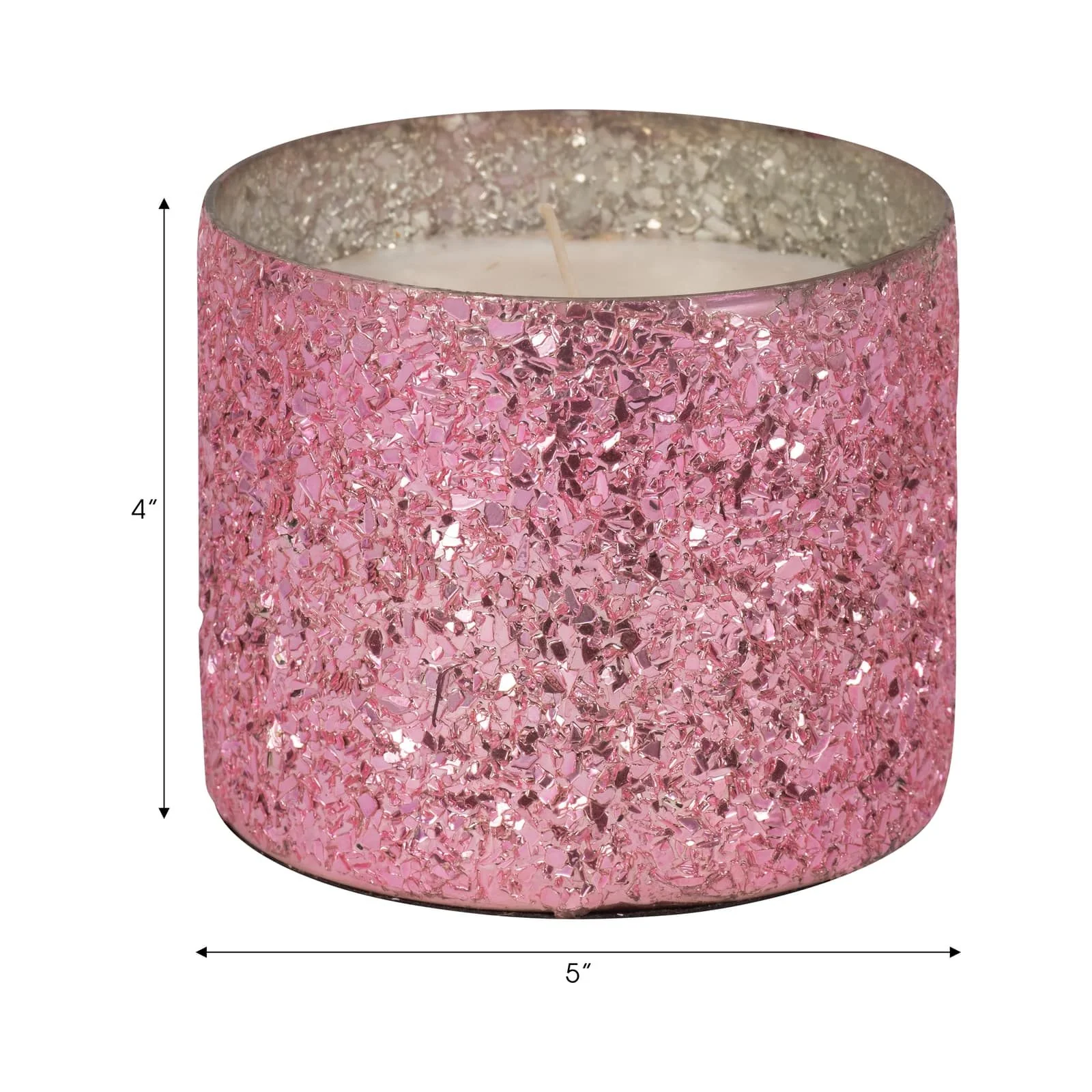 Glass, 5" 26 Oz Crackled Scented Candle, Pink - Image 9