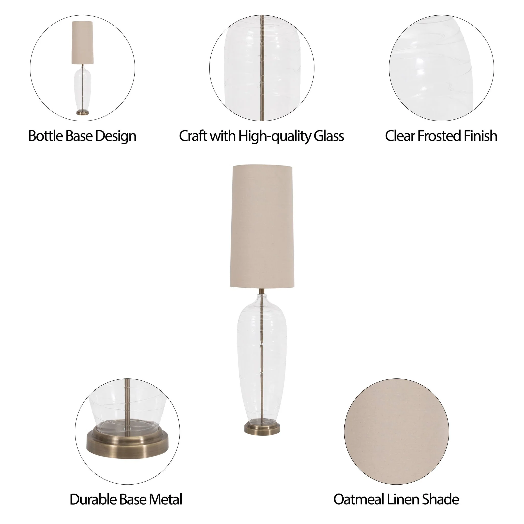 Glass 50" Bottle Table Lamp, Clear - Image 9