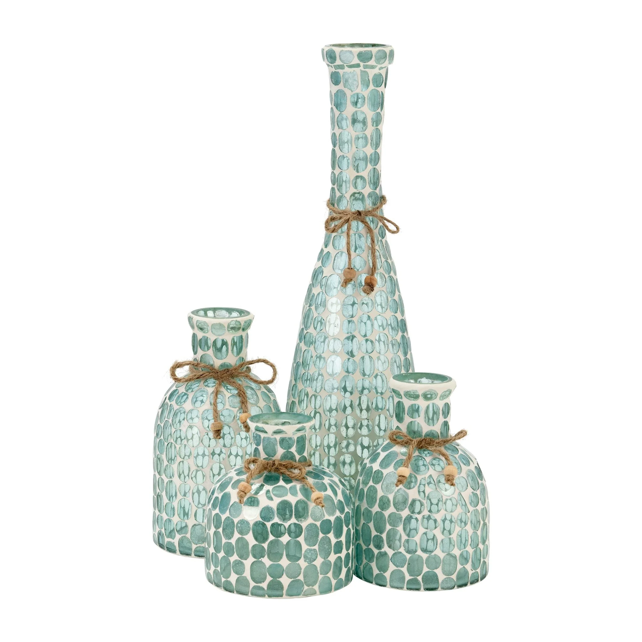 Glass, 5"h Mosaic Vase, Blue - Image 6