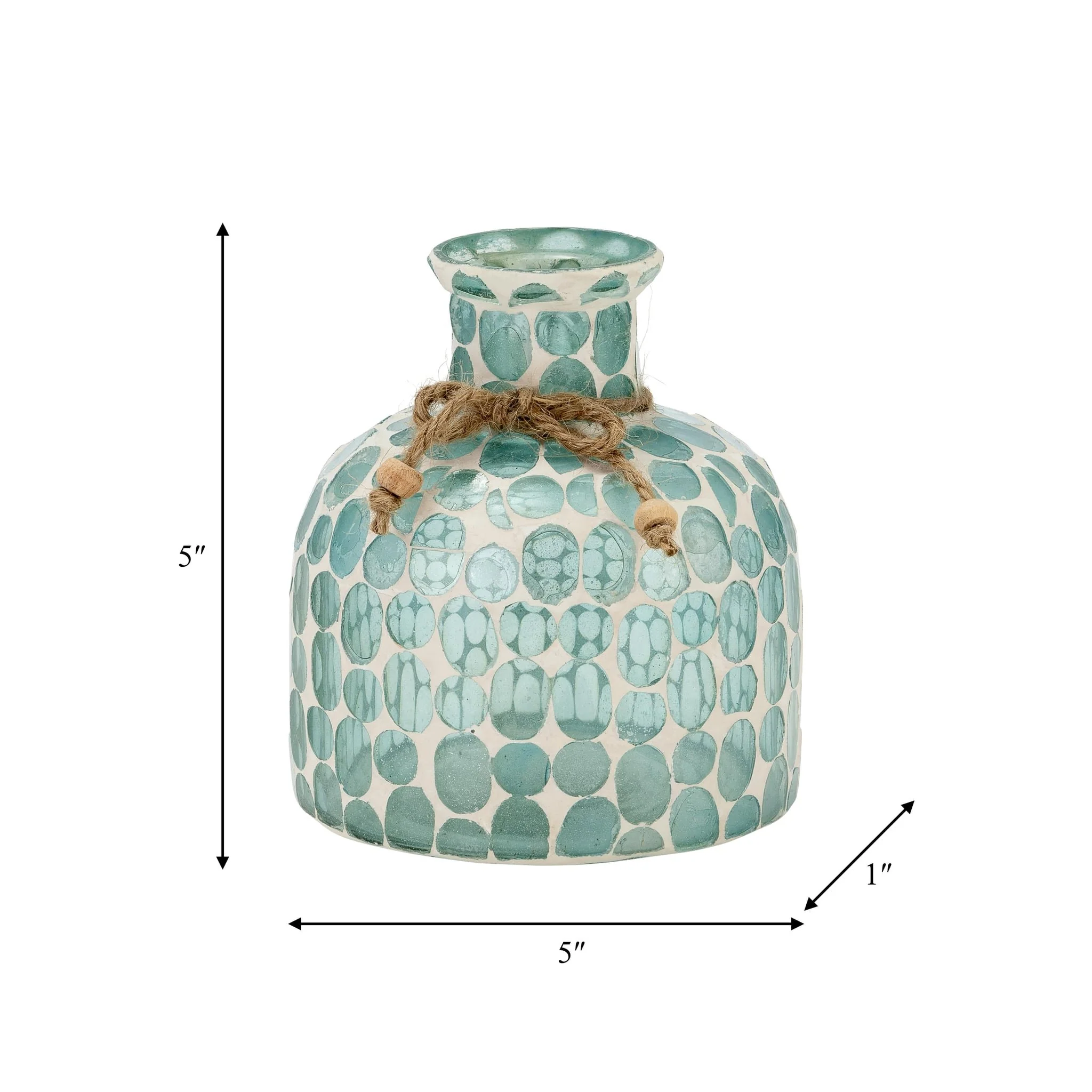 Glass, 5"h Mosaic Vase, Blue - Image 7