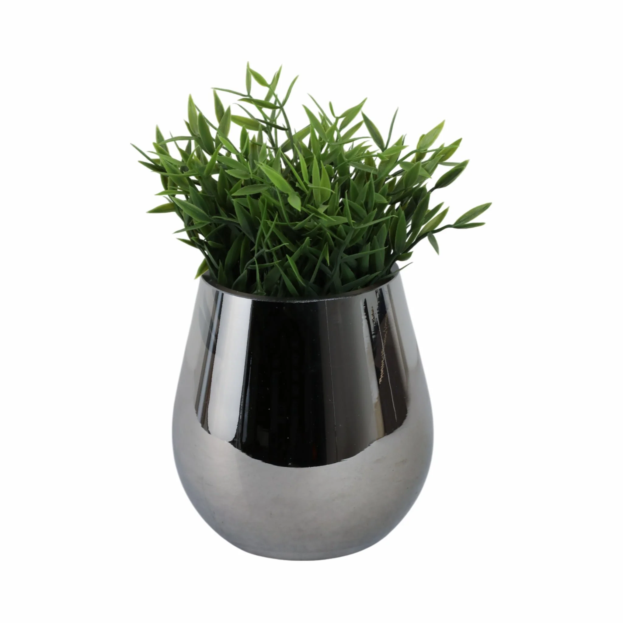 Glass 6"h Metallic Vase, Silver - Image 2