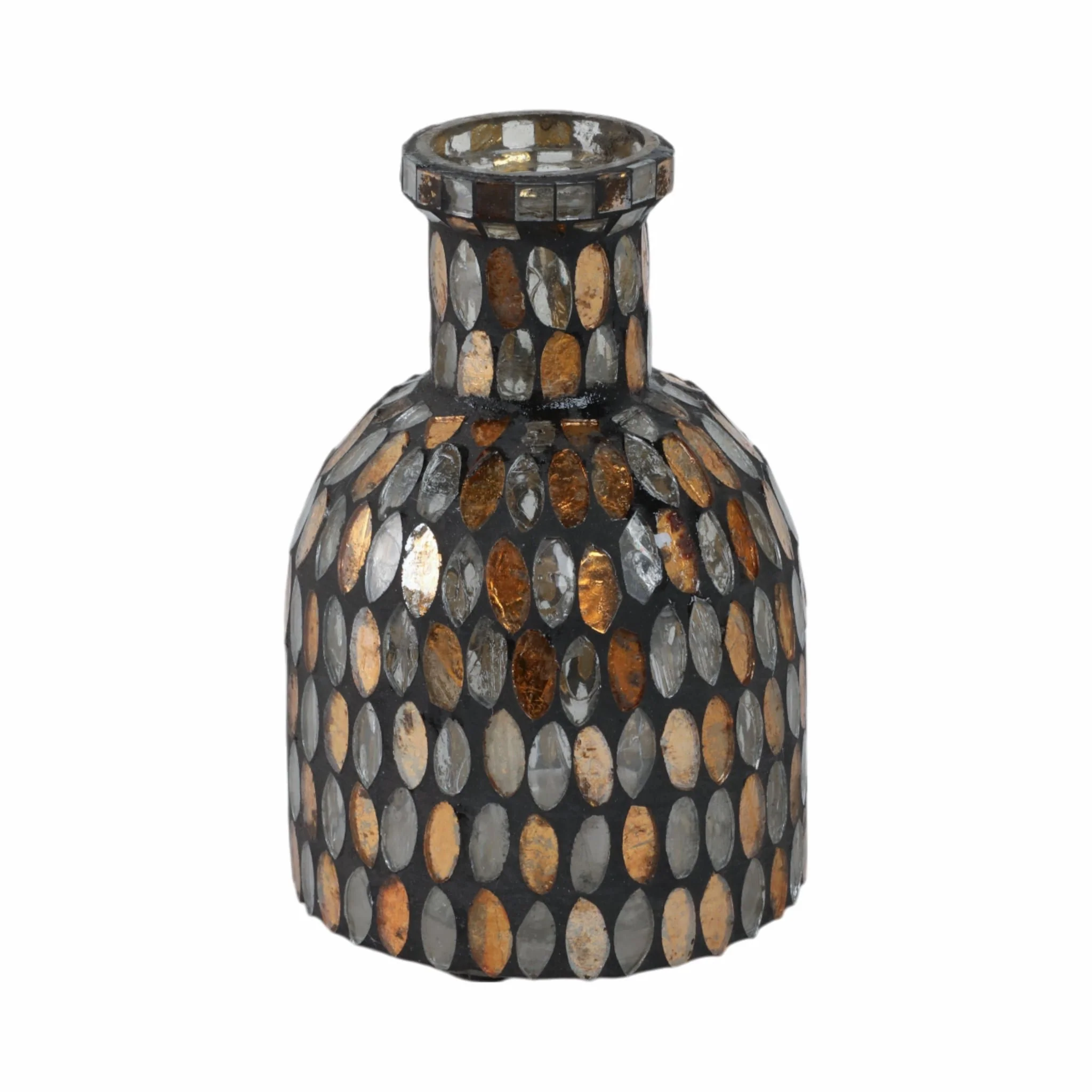 Glass, 6"h Mosaic Vase, Copper - Image 3
