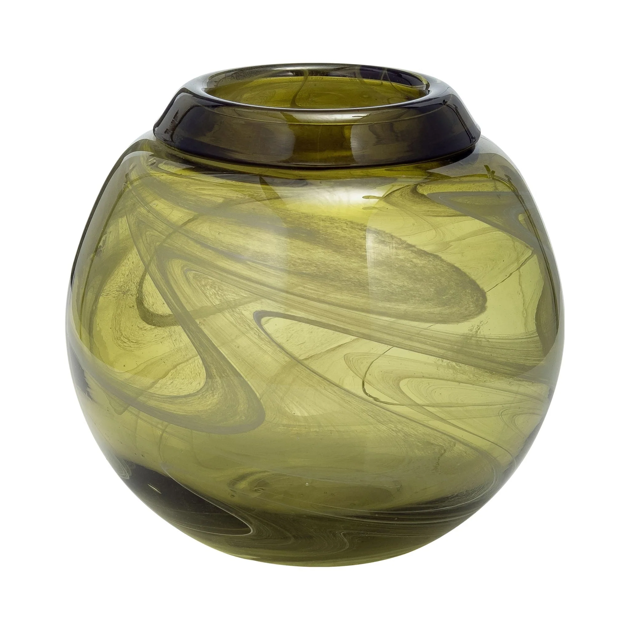 Glass, 7" Bowl Green Swirl - Image 2