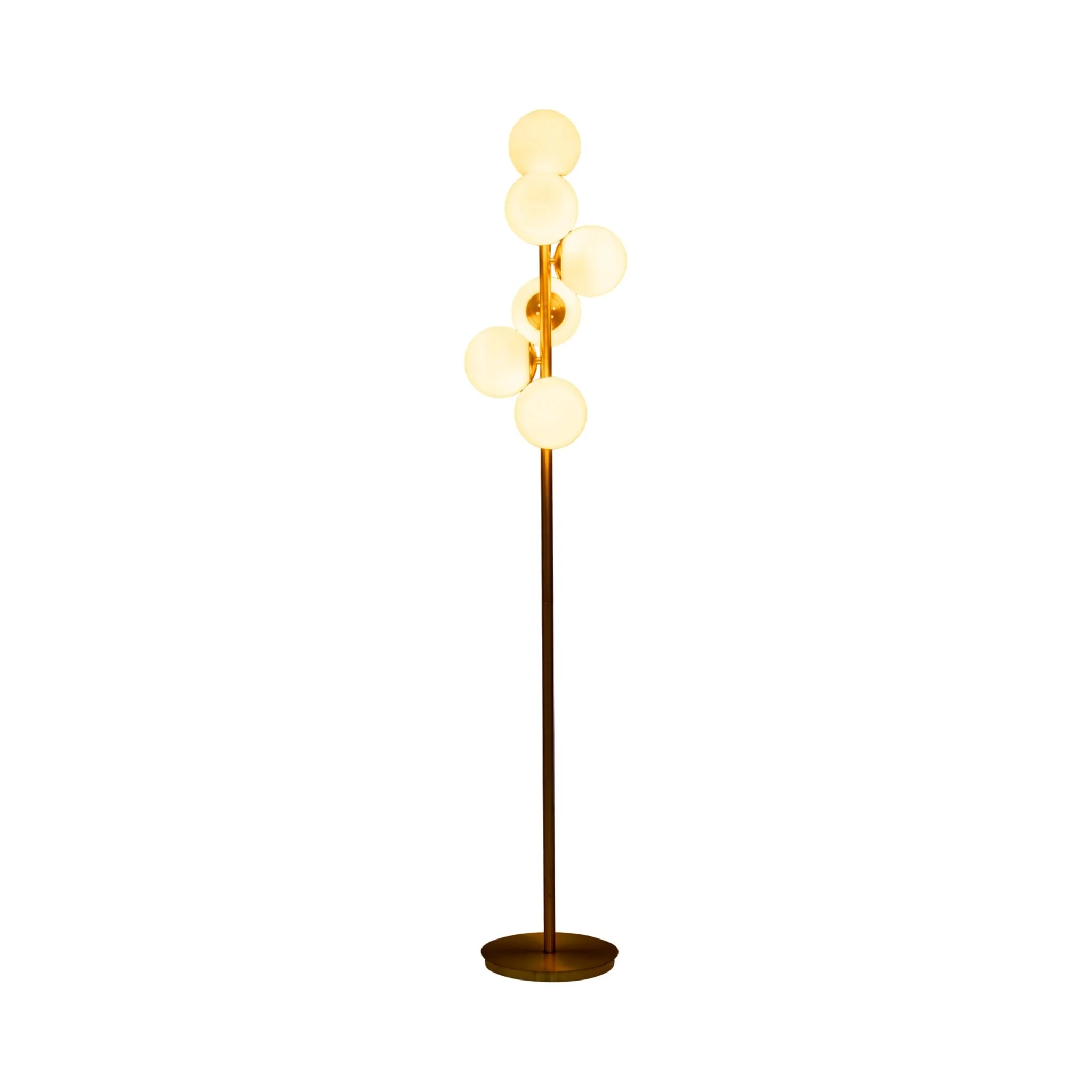 Glass 72" Frosted Globe Floor Lamp, Gold - Image 2