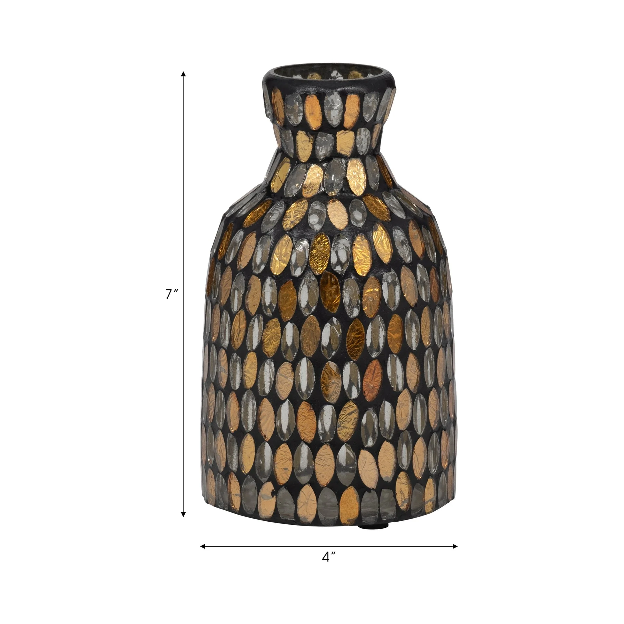 Glass, 7"h Mosaic Vase, Copper - Image 8