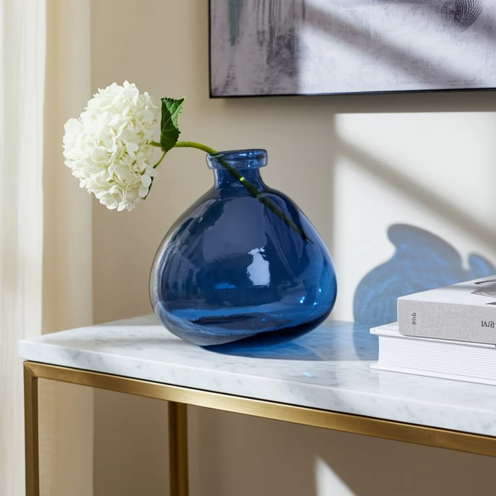 Glass, 8" Balloon Vase, Blue - Image 10