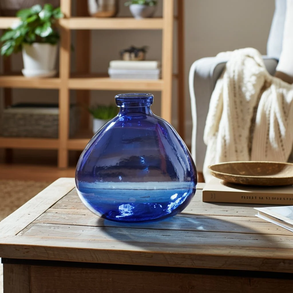 Glass, 8" Balloon Vase, Blue - Image 11