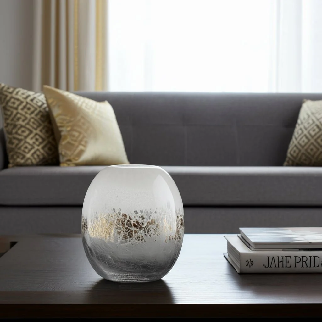 Glass, 8" Crackle Vase, Multi - Image 11