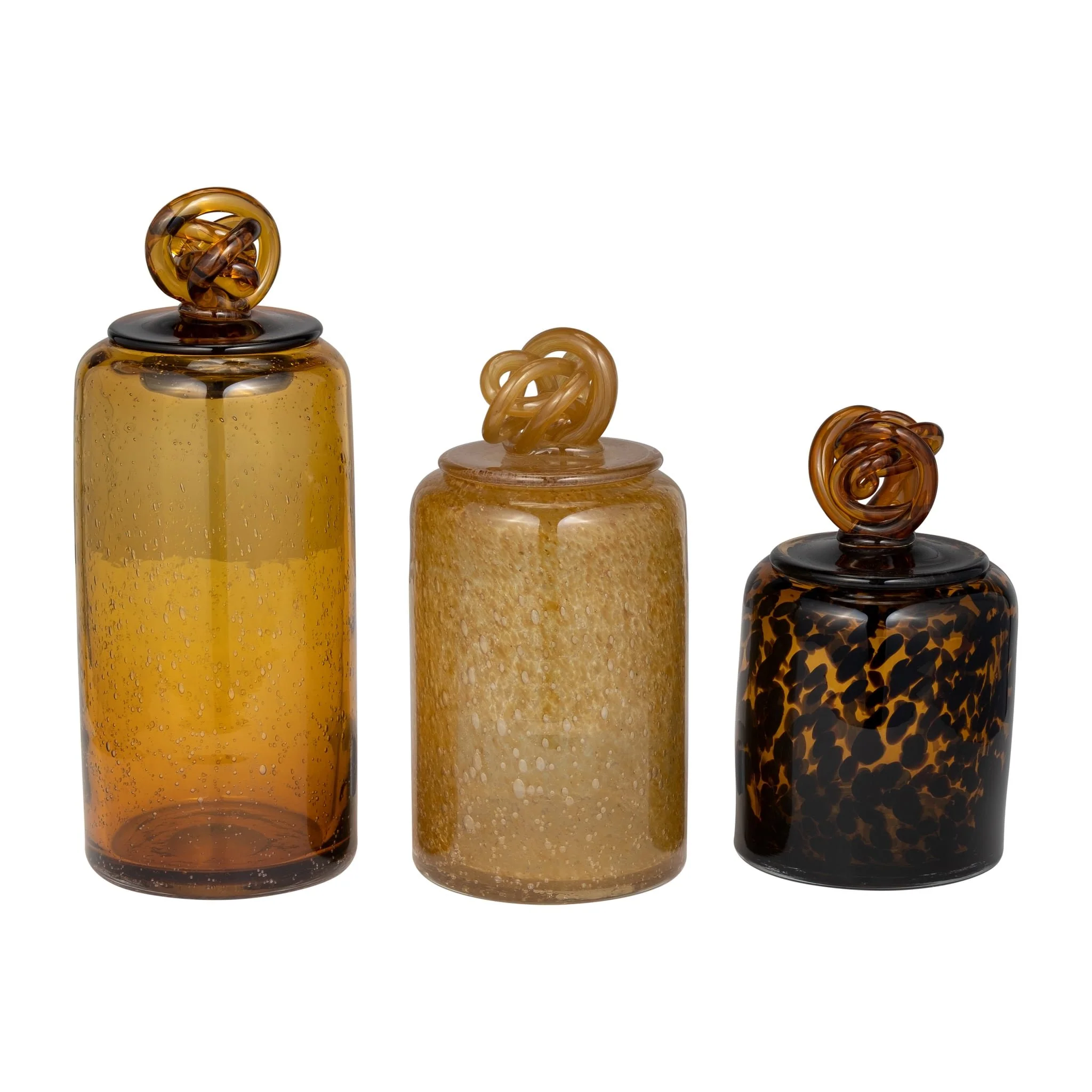 Glass, 8" Jar W/ Knot Lid Tortoise - Image 6