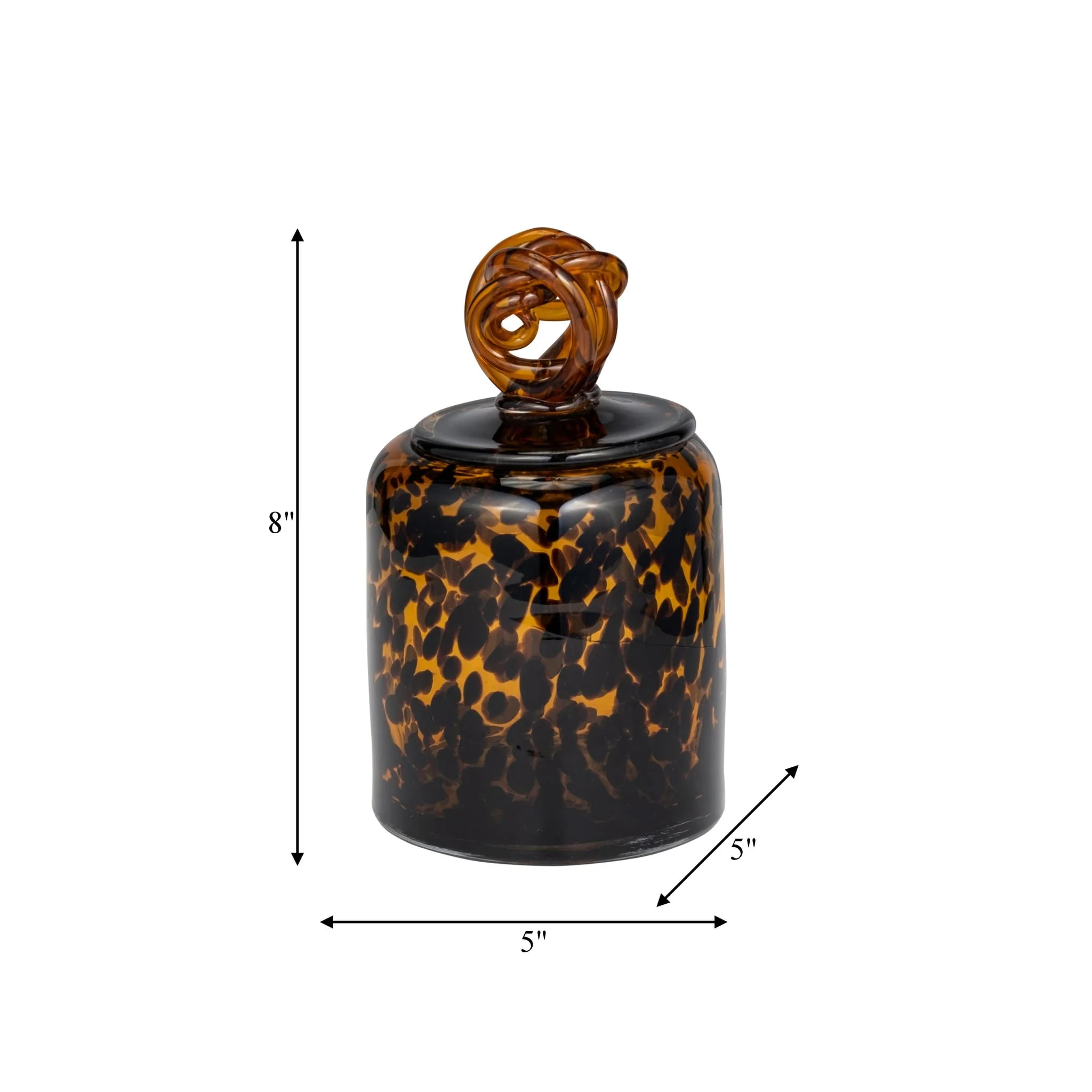 Glass, 8" Jar W/ Knot Lid Tortoise - Image 8