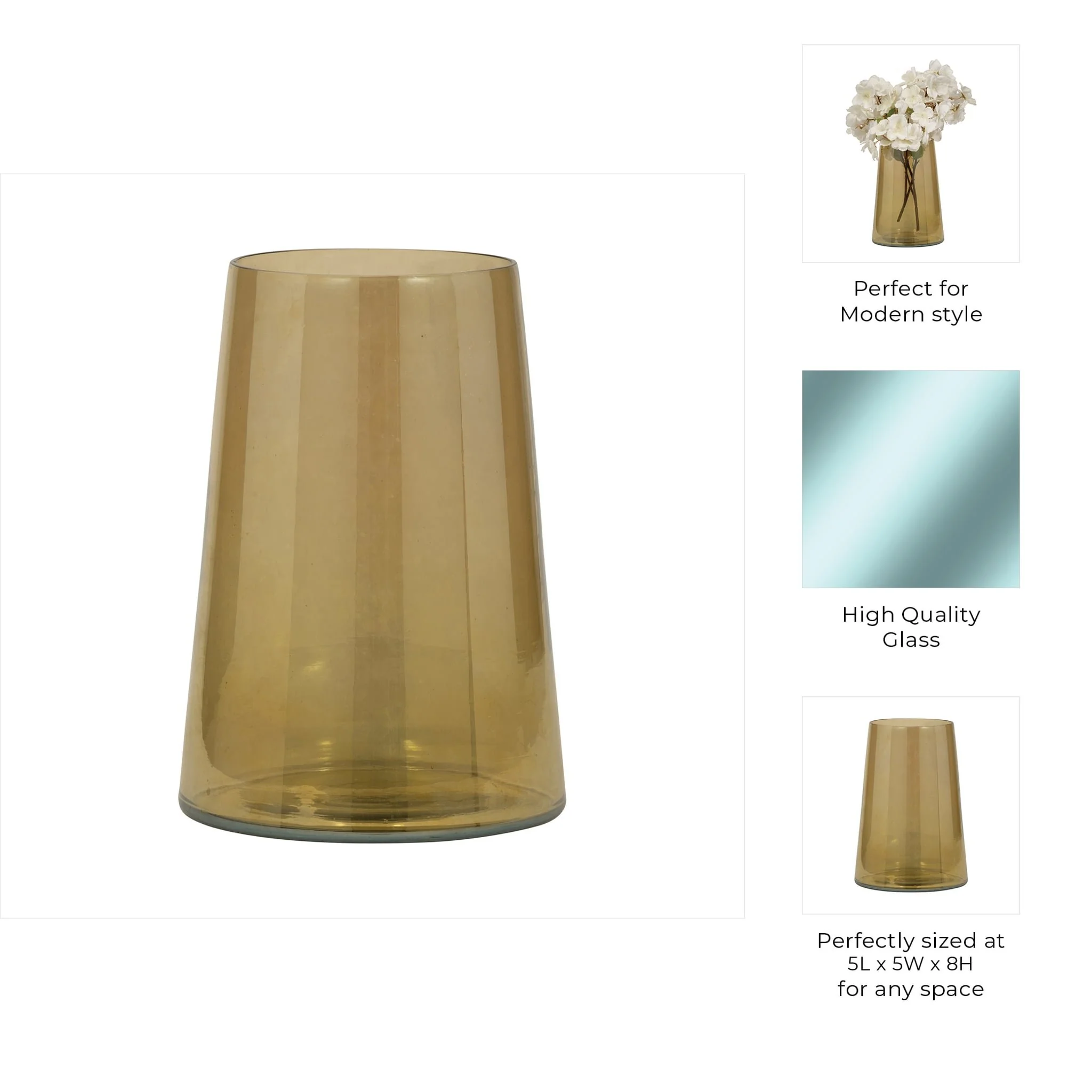 Glass, 8" Luster Vase, Gold - Image 9