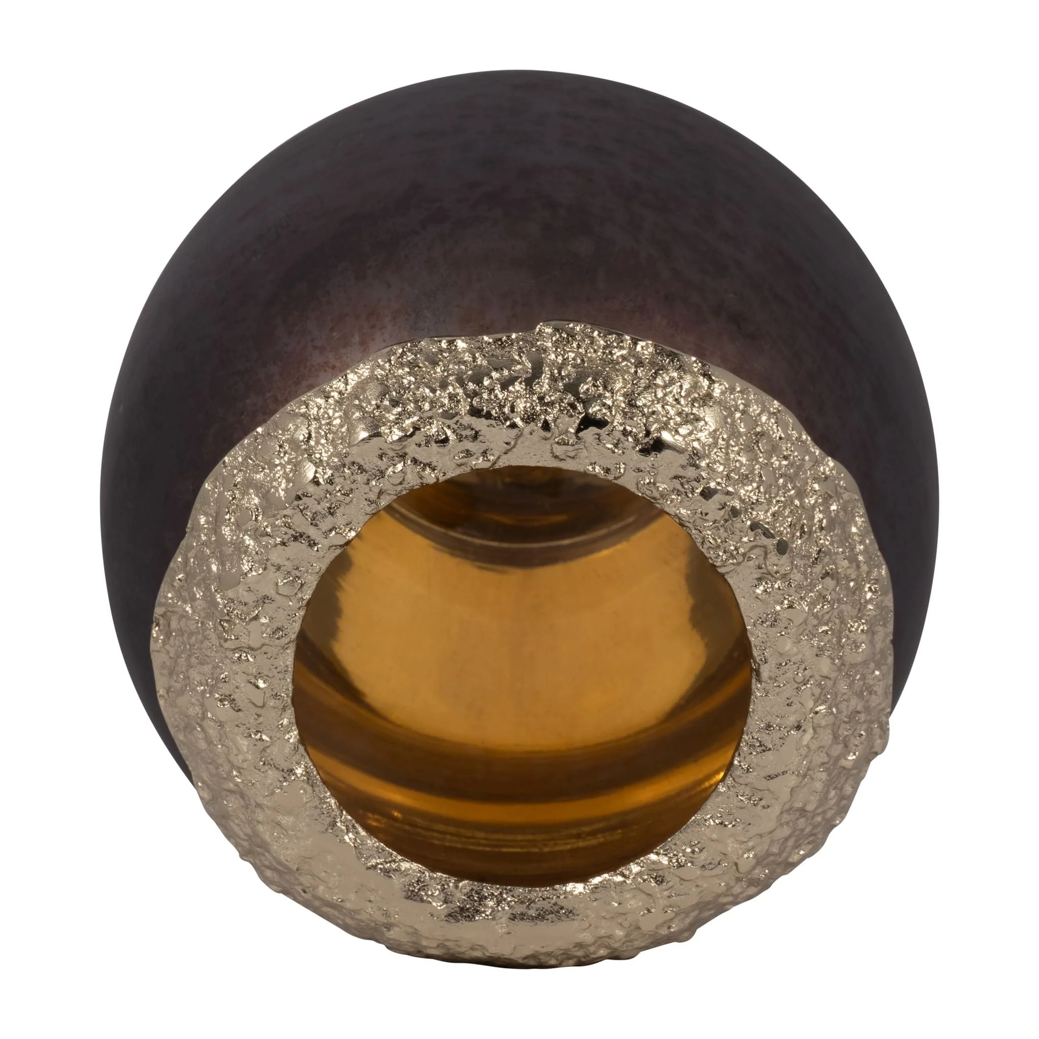 Glass,8",oval Hurricane,charred Coal/gold - Image 6