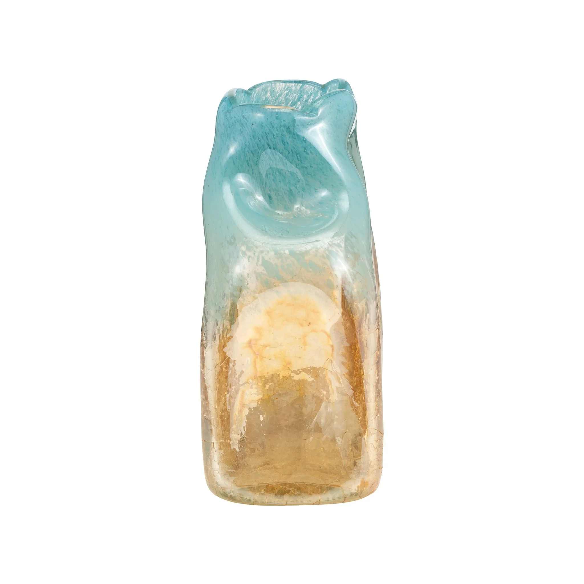 Glass, 8" Vase Teal/apricot - Image 3