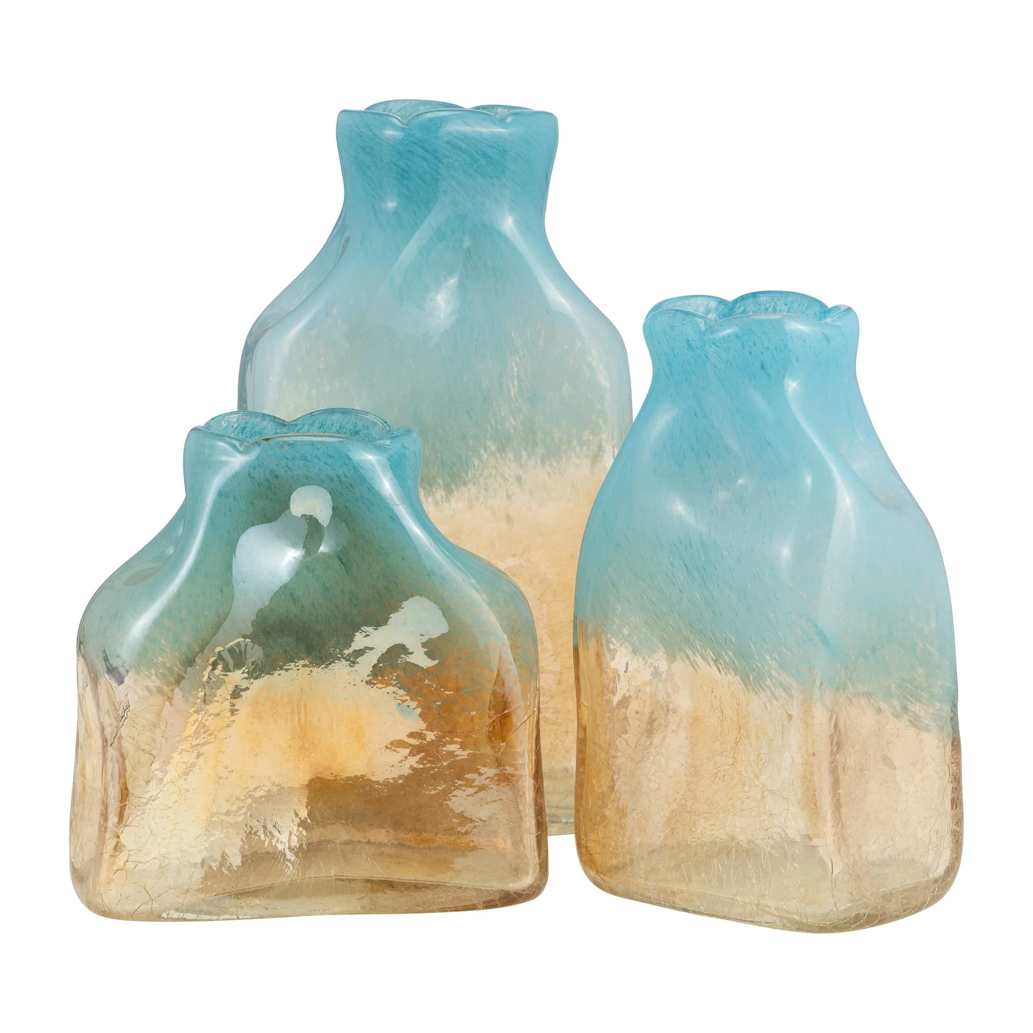 Glass, 8" Vase Teal/apricot - Image 8