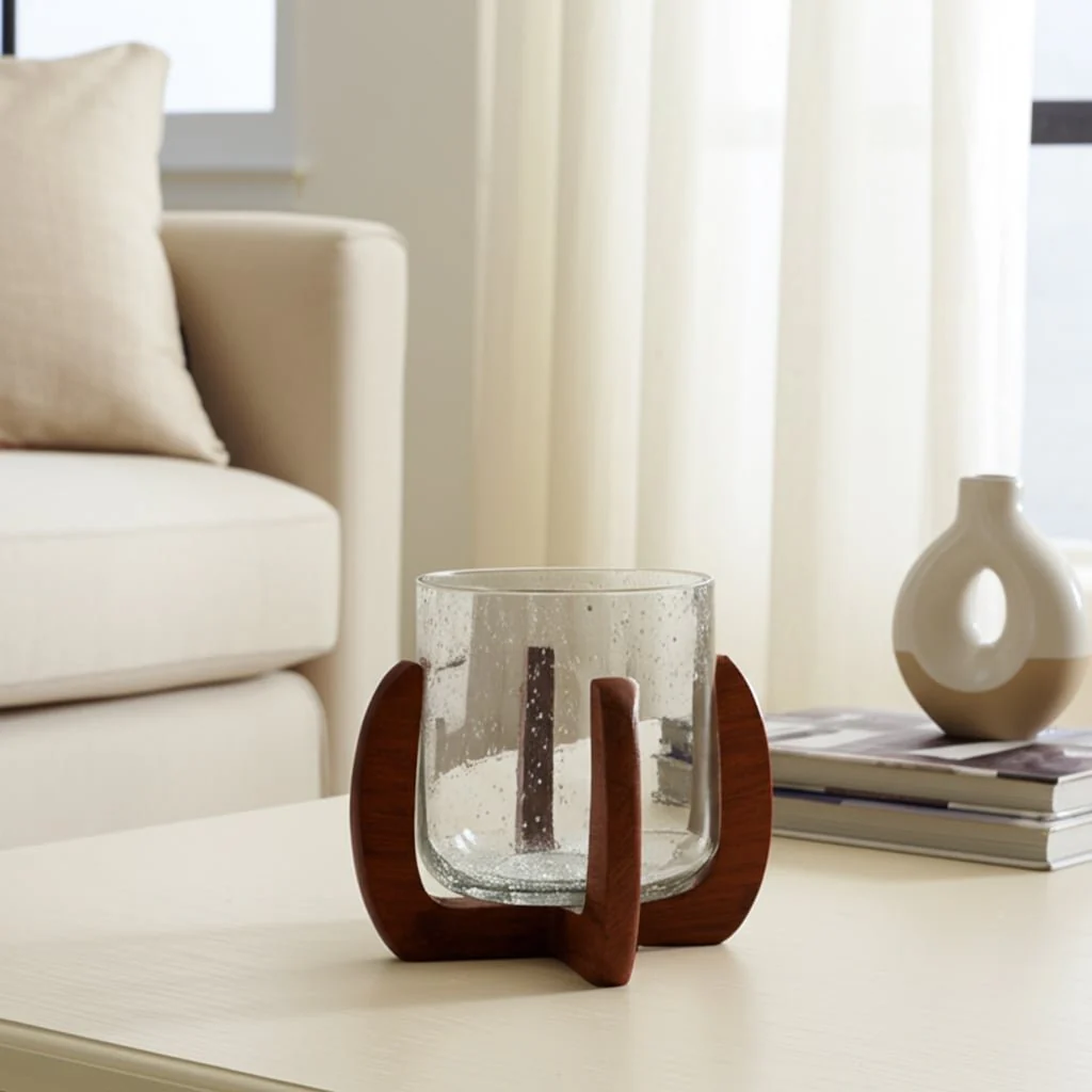 Glass, 8" Votive Holder W/ Base, Brown/clear - Image 14