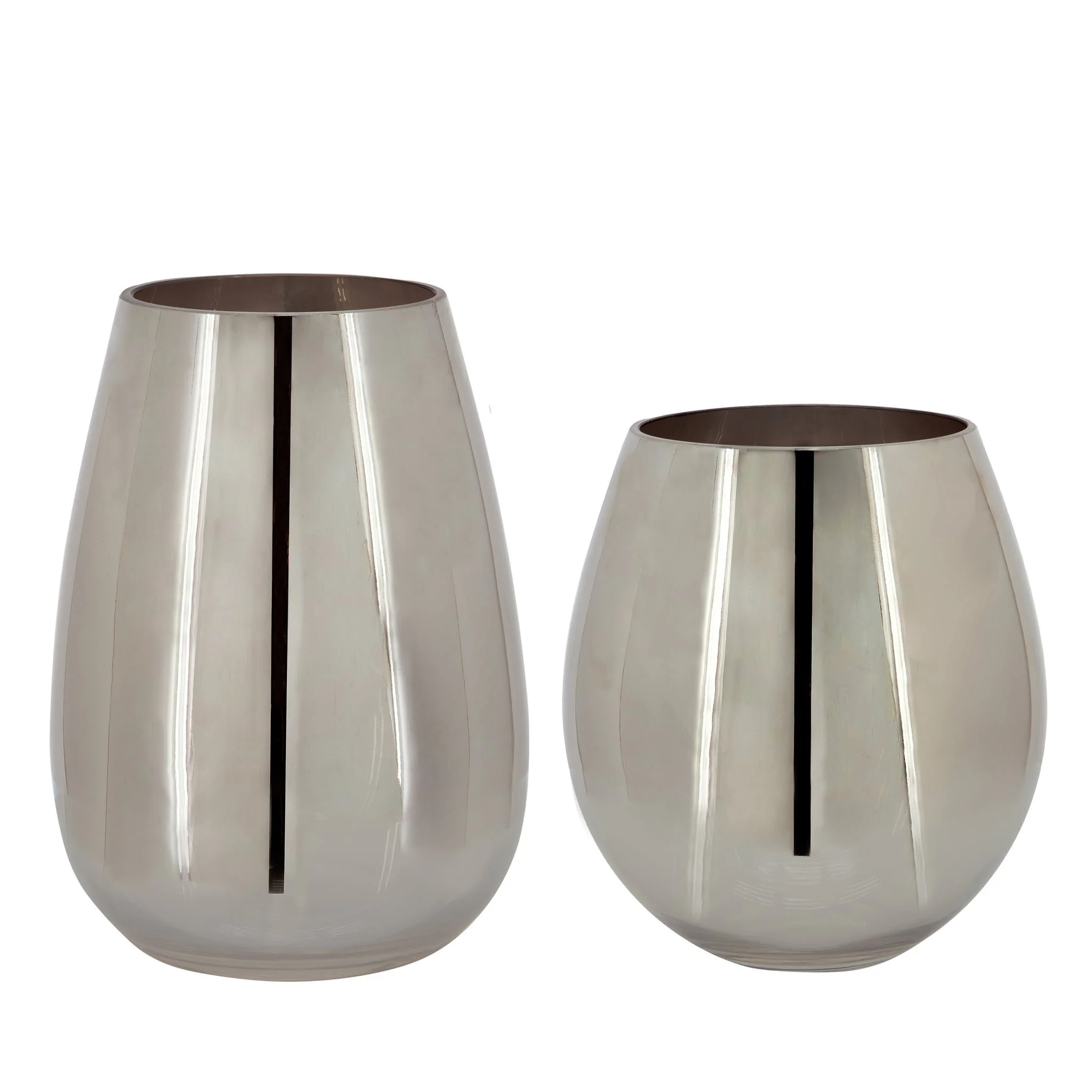 Glass 8"h Metallic Vase, Silver - Image 2