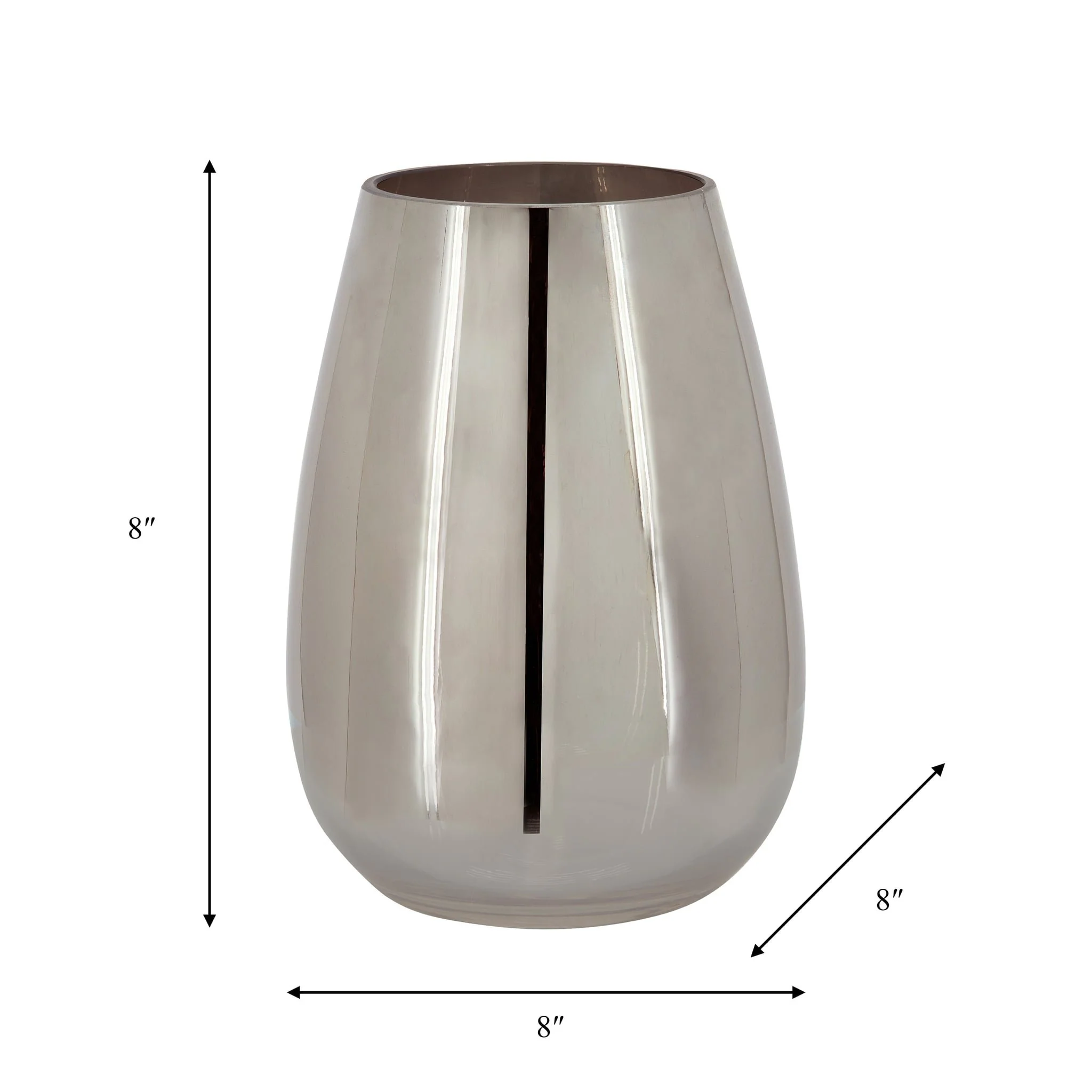 Glass 8"h Metallic Vase, Silver - Image 3