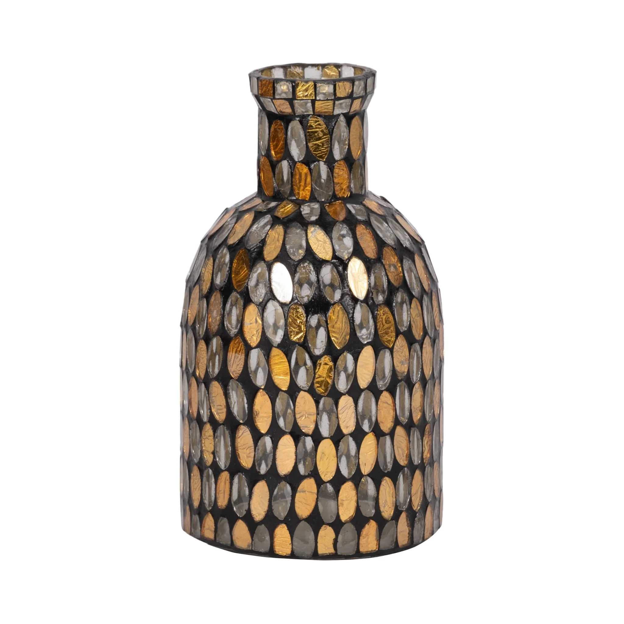 Glass, 8"h Mosaic Vase, Copper - Image 3