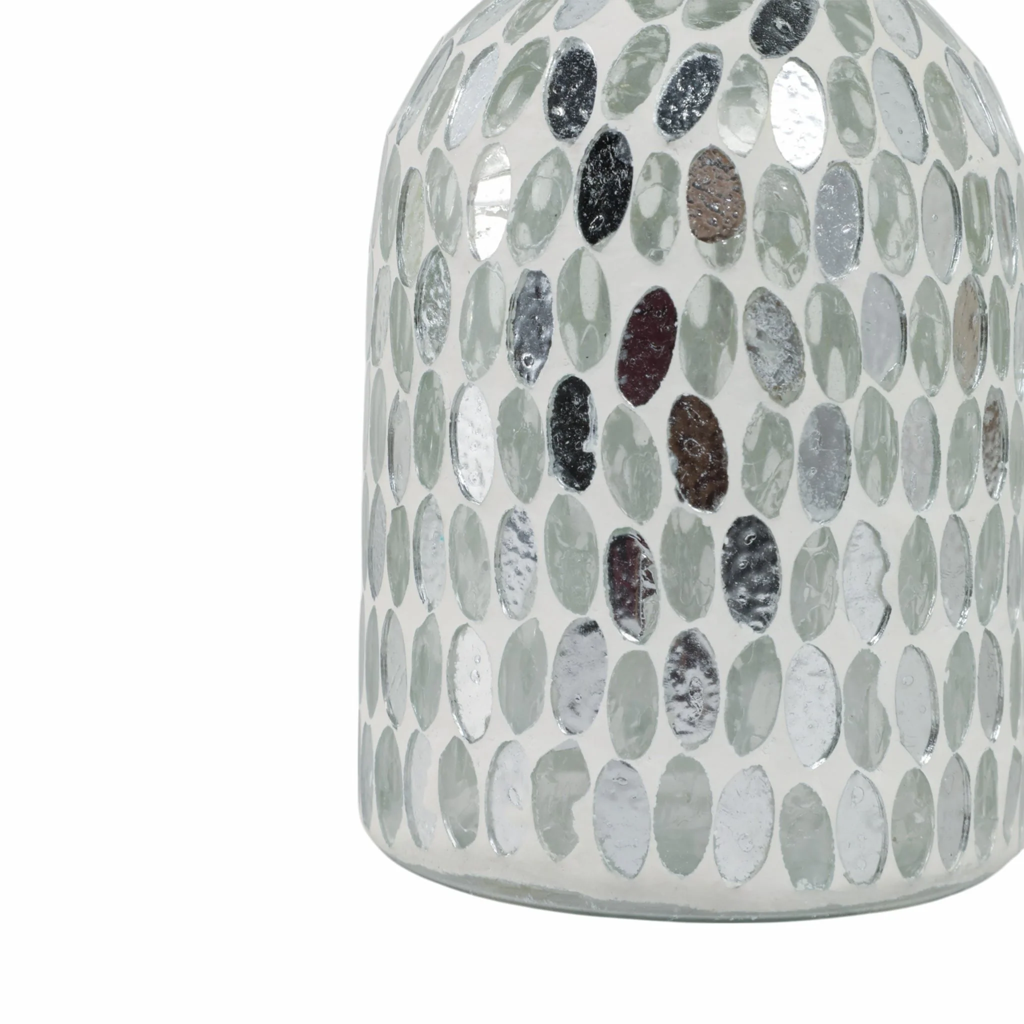 Glass, 8"h Mosaic Vase, White - Image 5