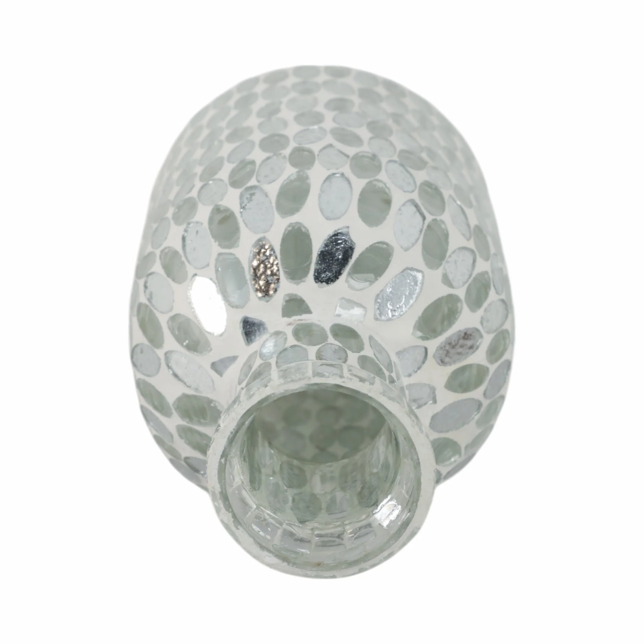 Glass, 8"h Mosaic Vase, White - Image 6
