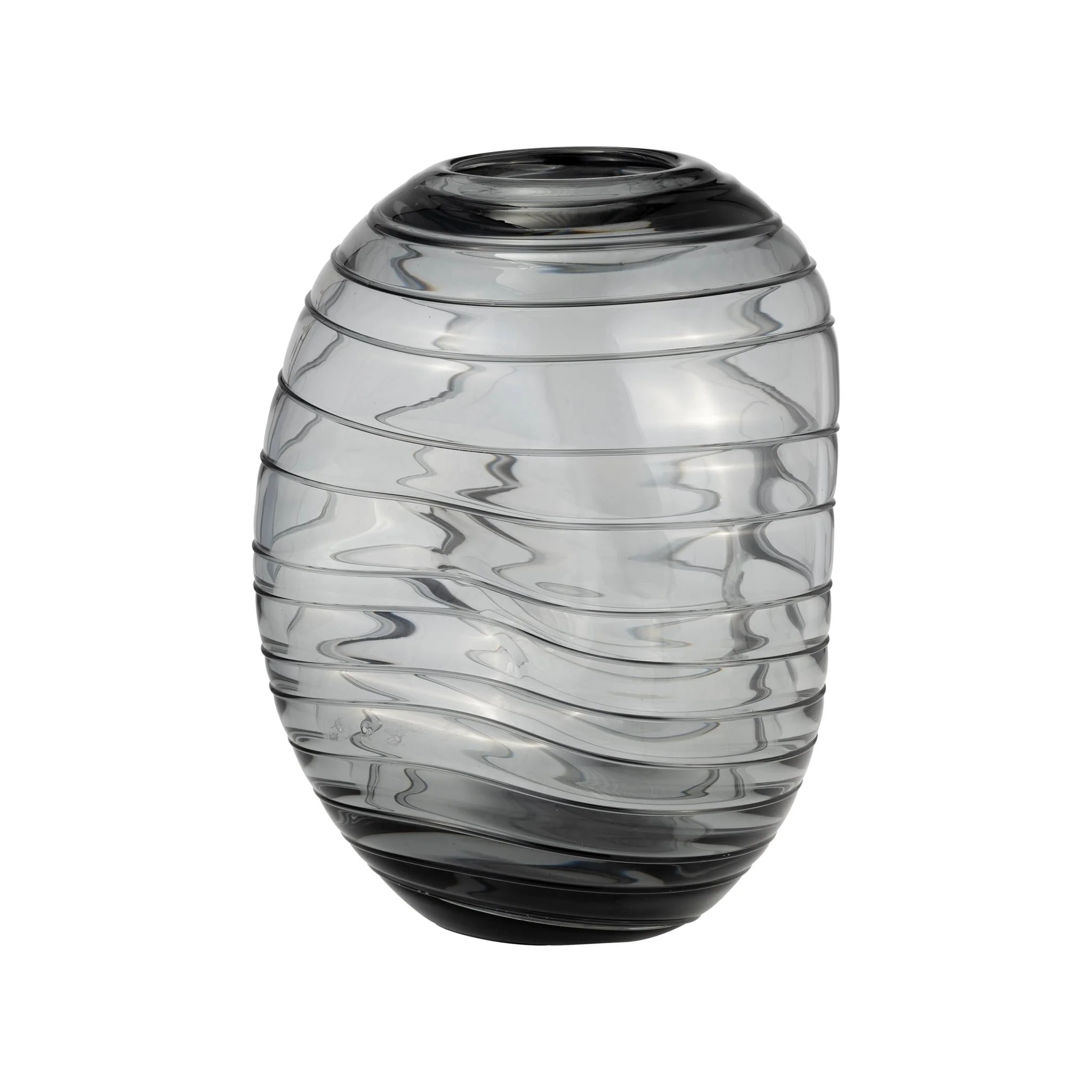 Glass, 8"h Pinched Vase, Smoke - Image 3