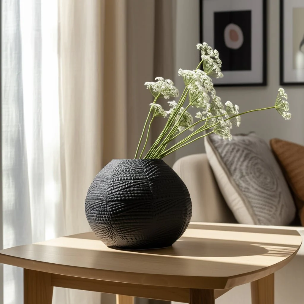 Glass 8"h Textured Vase, Black - Image 10