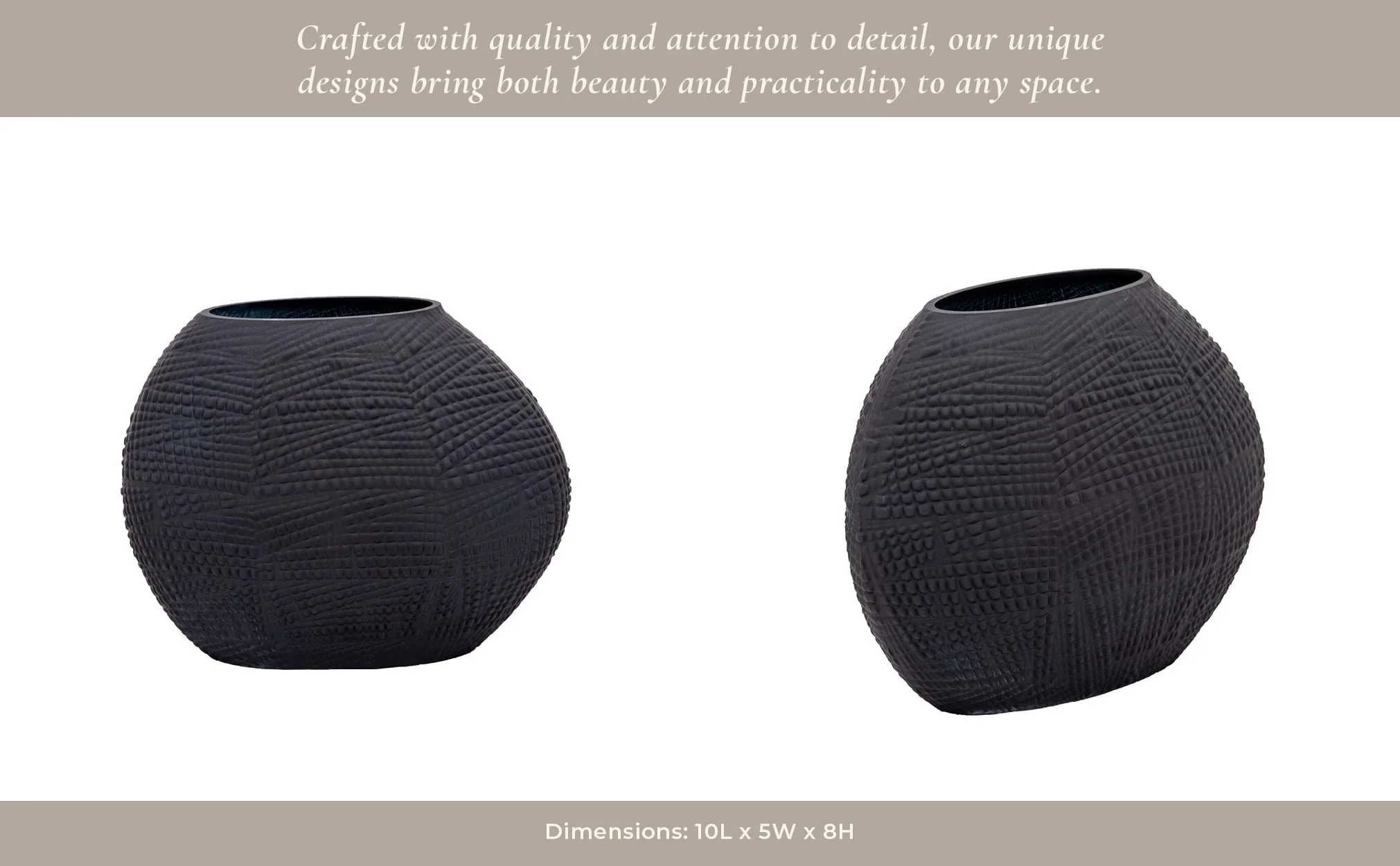 Glass 8"h Textured Vase, Black - Image 11