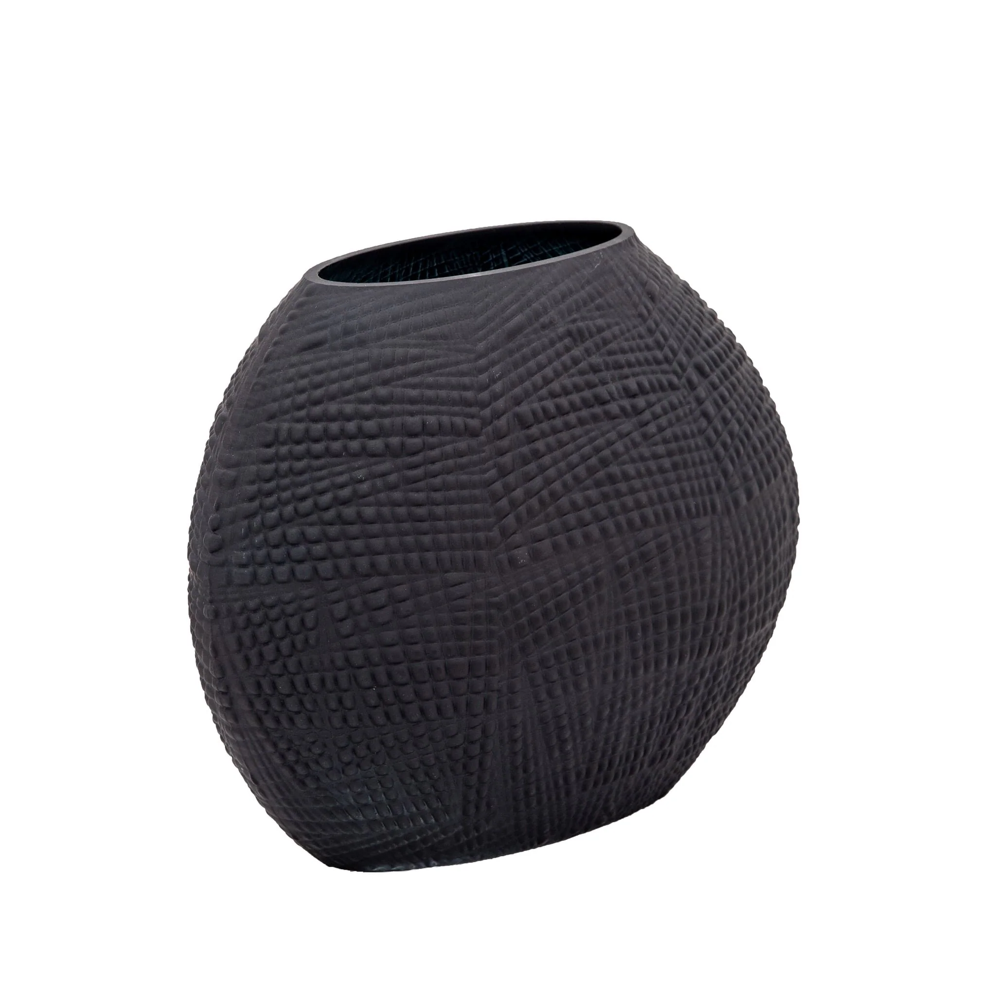 Glass 8"h Textured Vase, Black - Image 2
