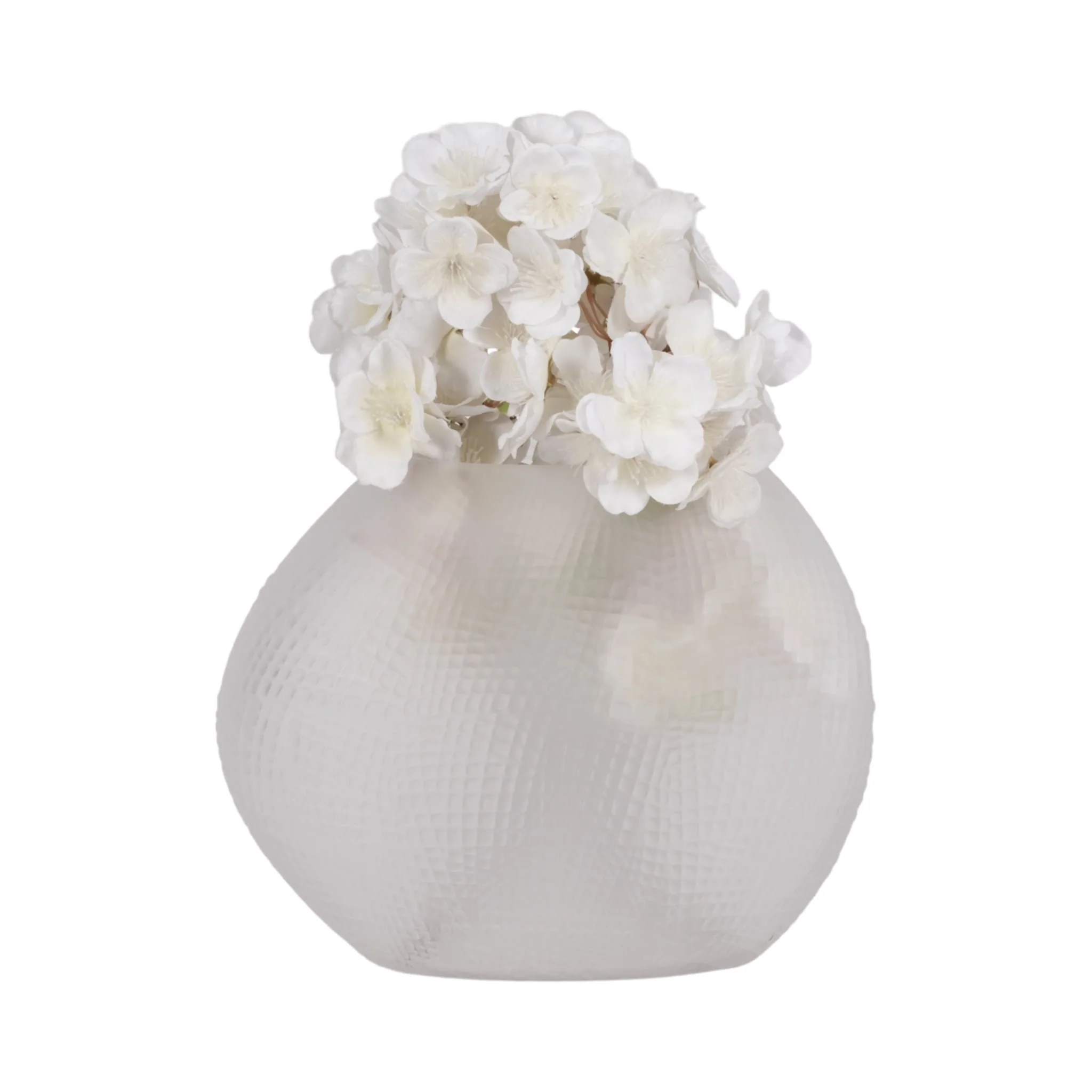 Glass 8"h Textured Vase, Frosted White - Image 2