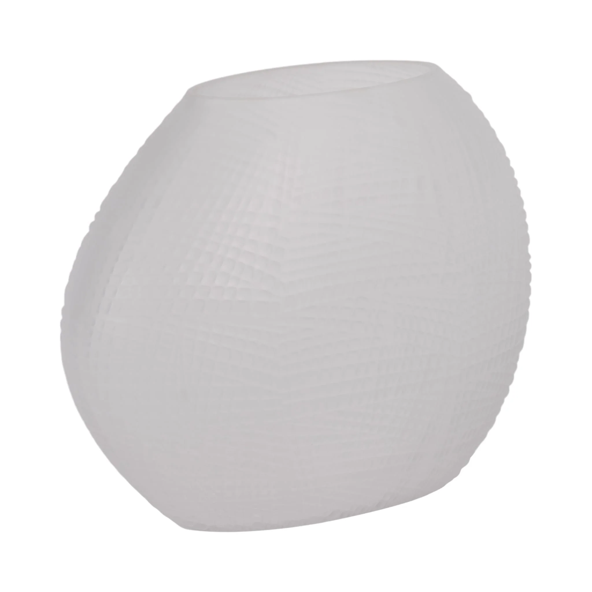 Glass 8"h Textured Vase, Frosted White - Image 3