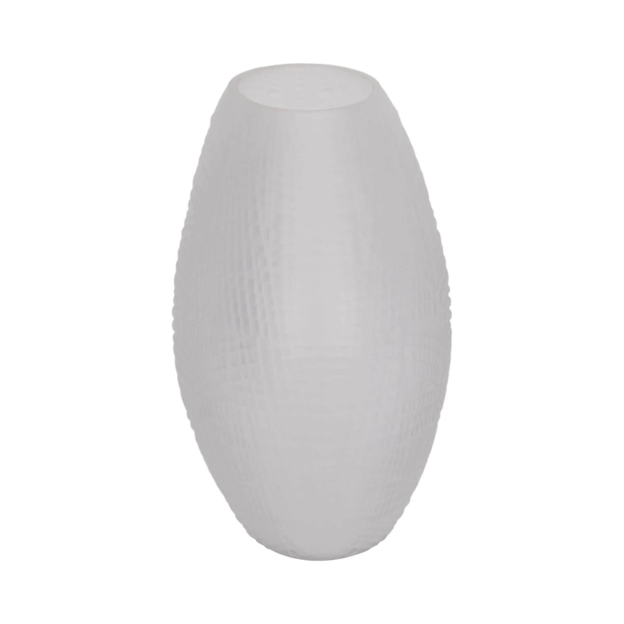 Glass 8"h Textured Vase, Frosted White - Image 4