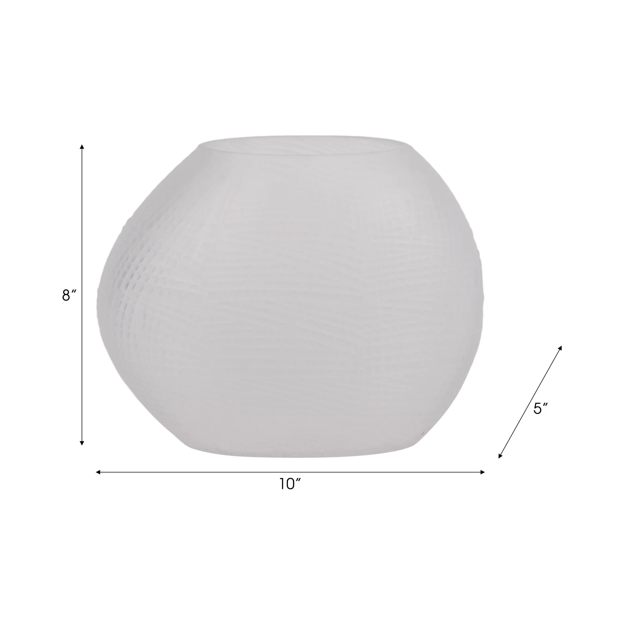Glass 8"h Textured Vase, Frosted White - Image 9