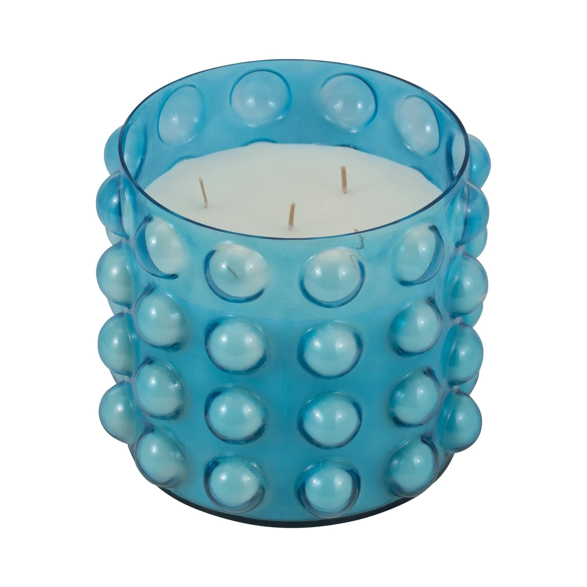 Glass, 9" 102 Oz Bubble Candle, Blue - Image 4