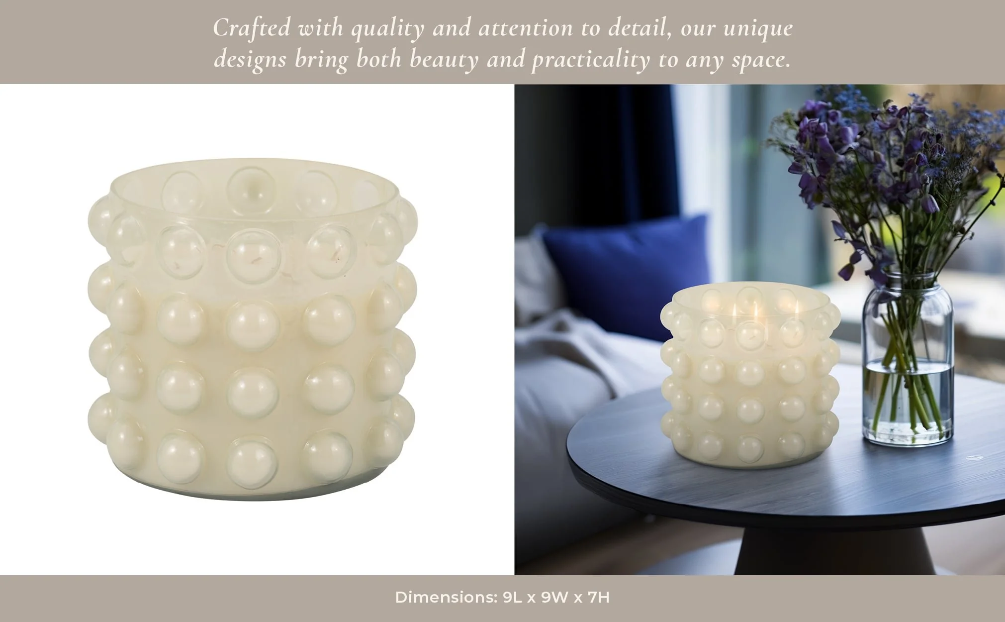 Glass, 9" 102 Oz Bubble Candle, Ivory - Image 10