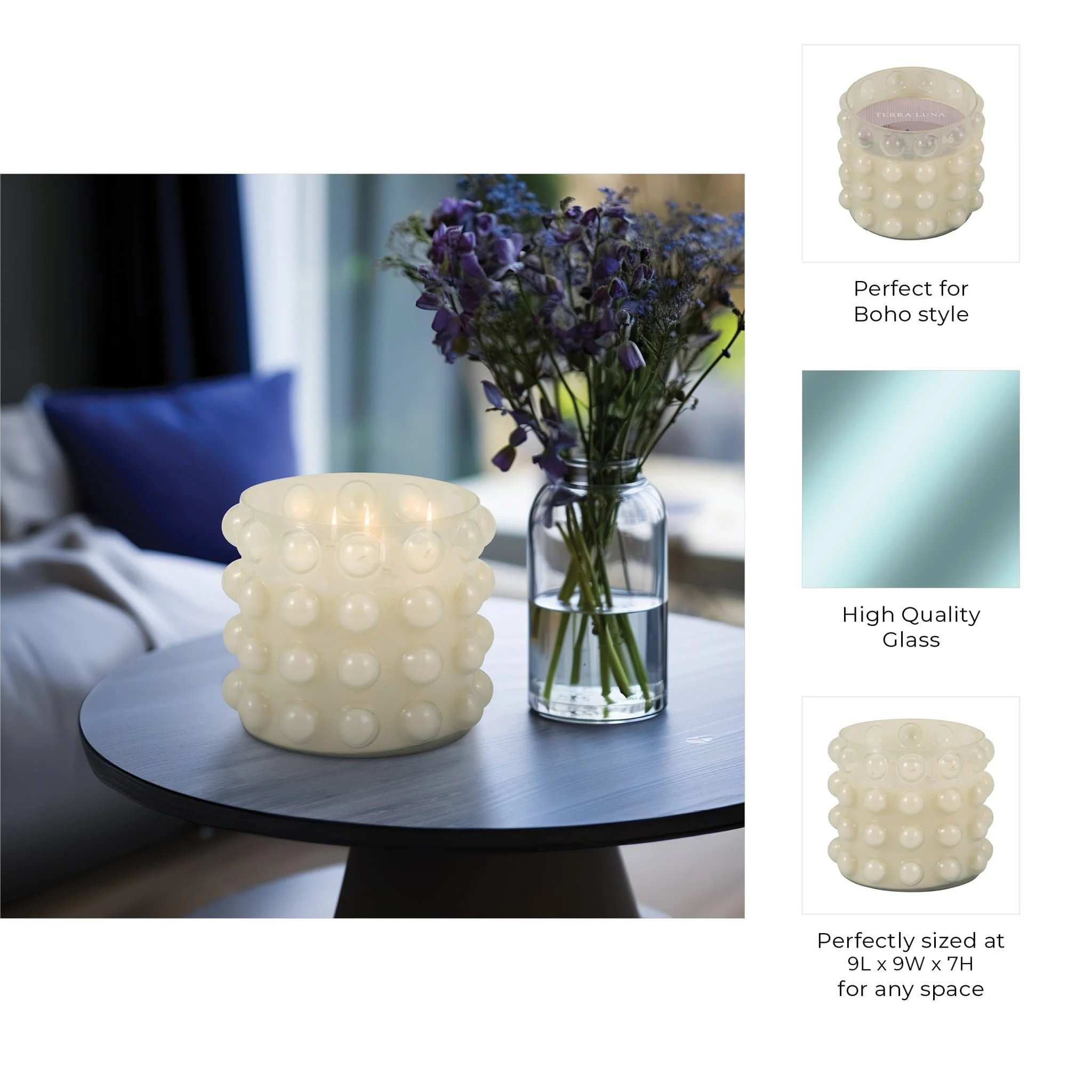 Glass, 9" 102 Oz Bubble Candle, Ivory - Image 8